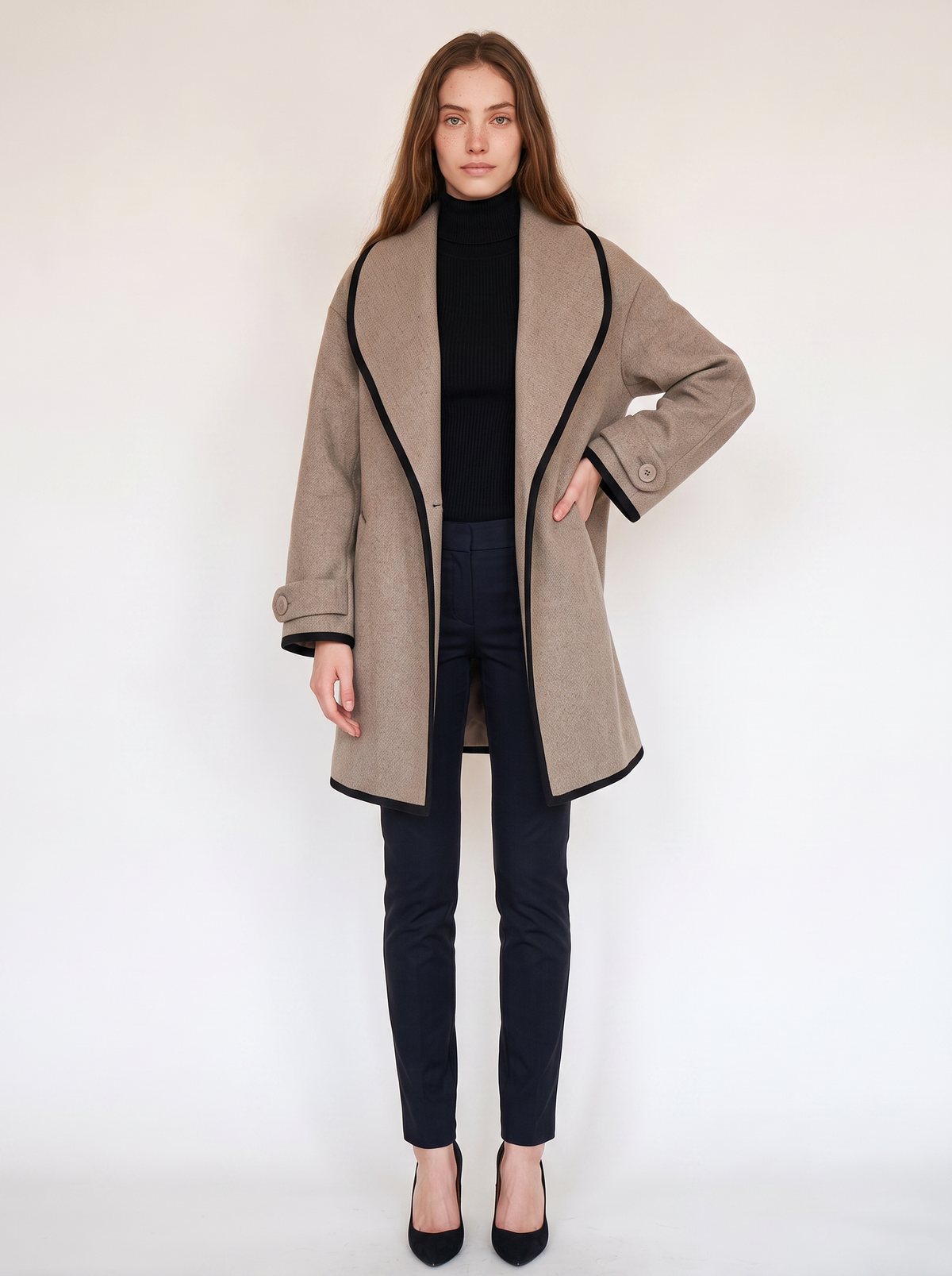 Women's Belted Warm Wool-Blend Coat Oversized Fit - 15