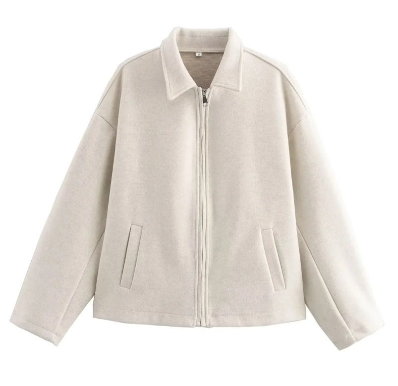 Wool blend cropped jacket with wide collar - view 8