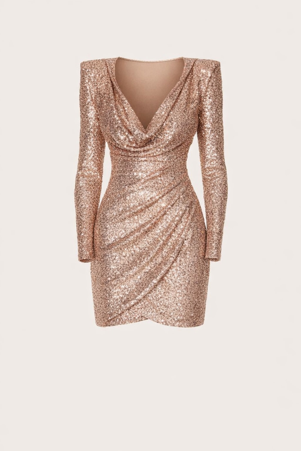 Glitter Party Dress with V-Neckline - 1