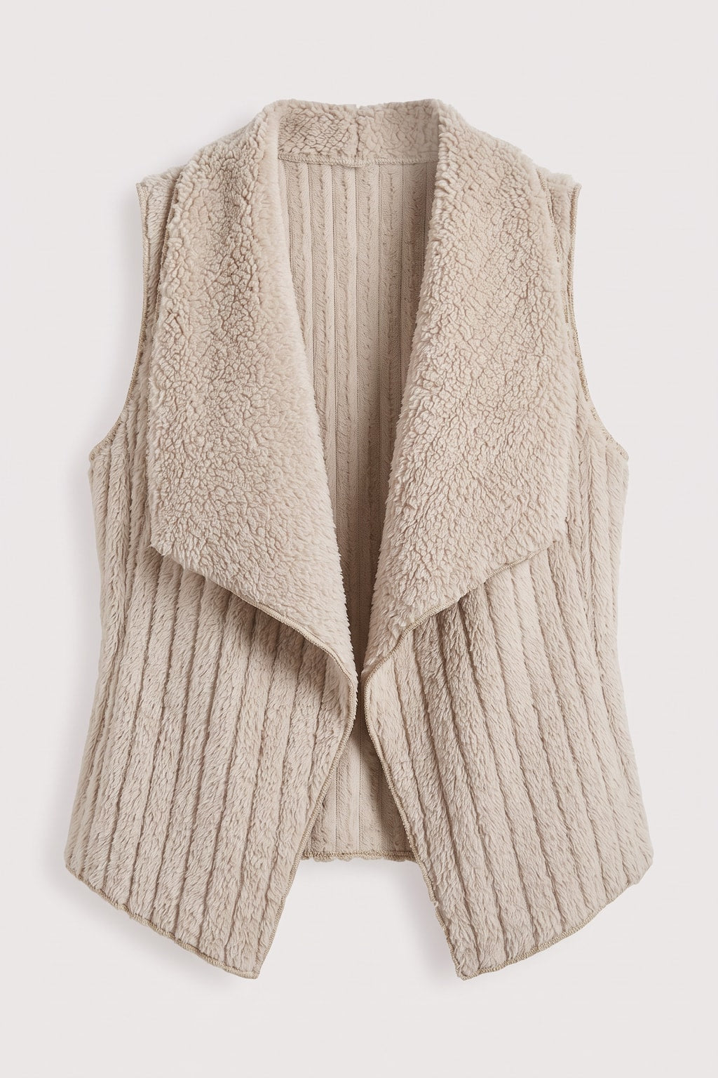 Fleece Vest With Open Collar - 1