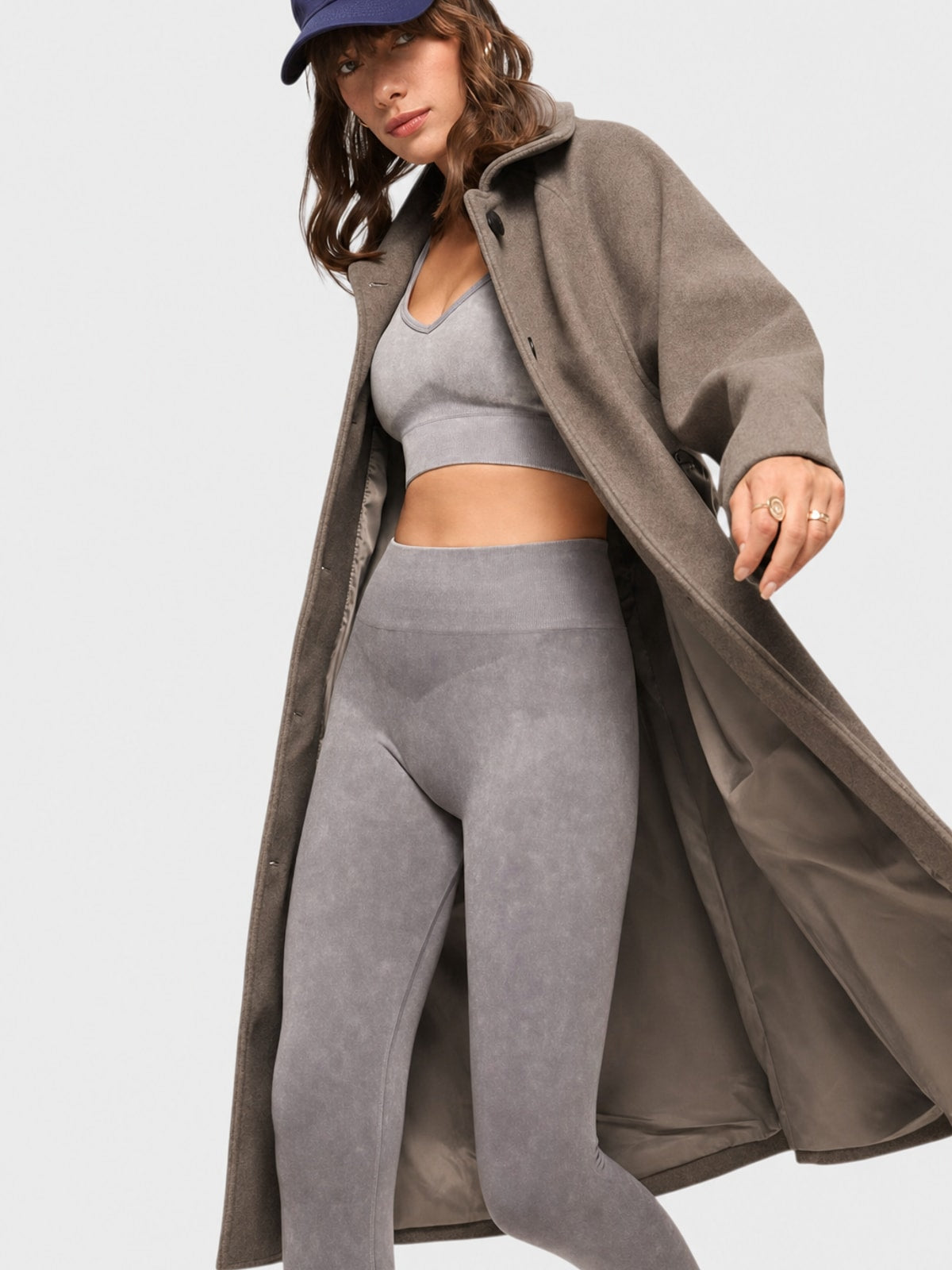 Cozy Brushed Polyester Oversized Long Coat - 3