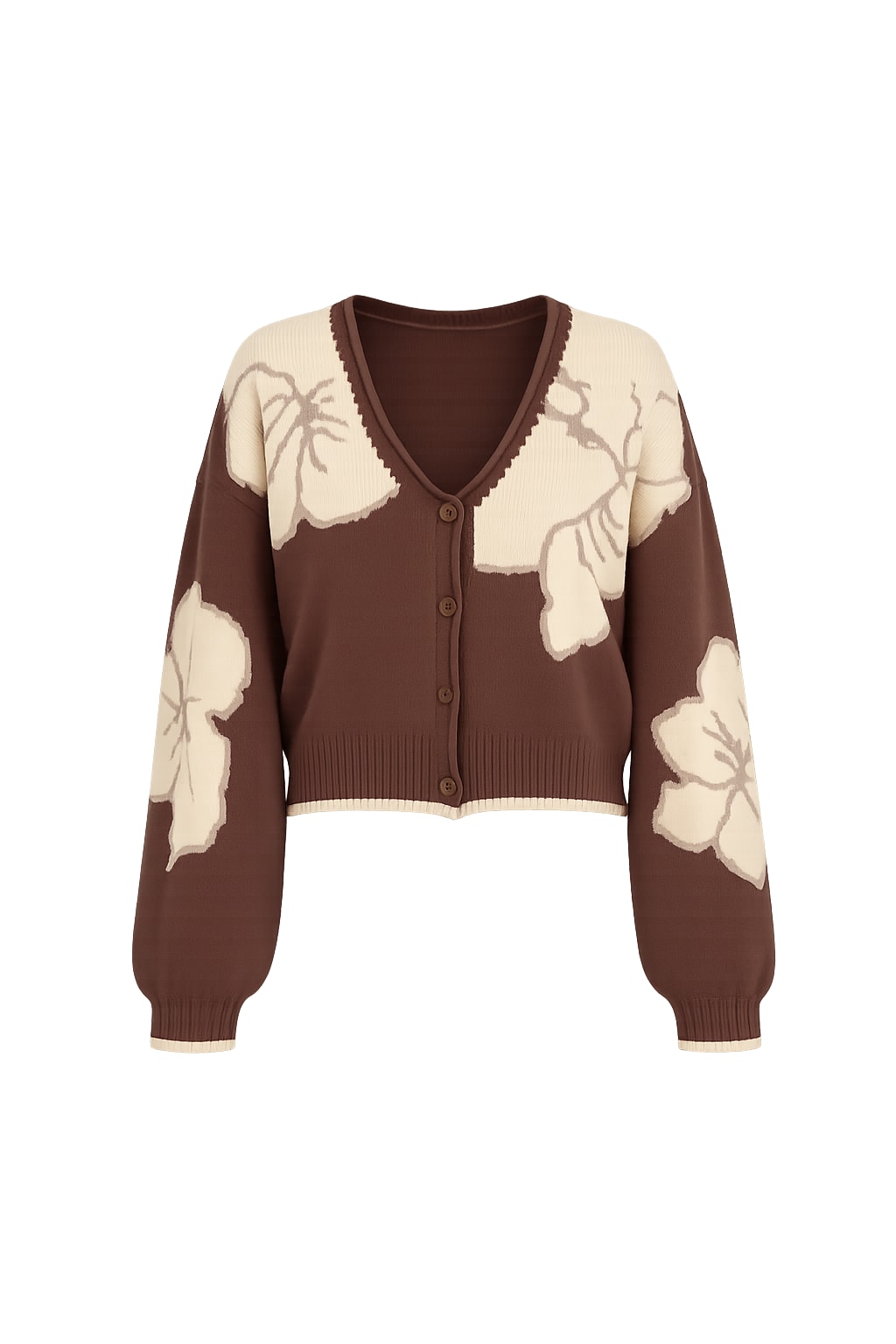 Knit Cardigan Loose V-Neck Long Sleeve Sweater - 1