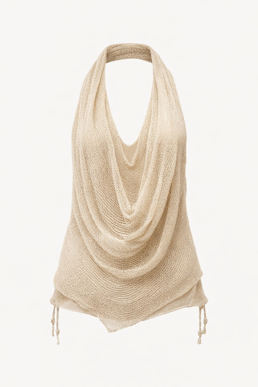 Knit Halter Top Layered with Draped Cowl Neck - 1