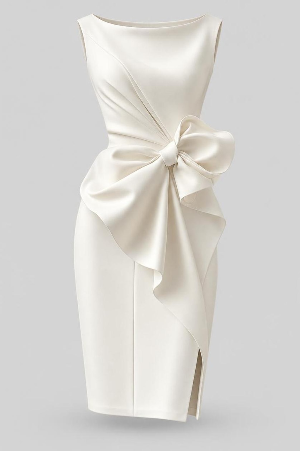 Sleeveless Dress With Sculpted Bow Detail - 1