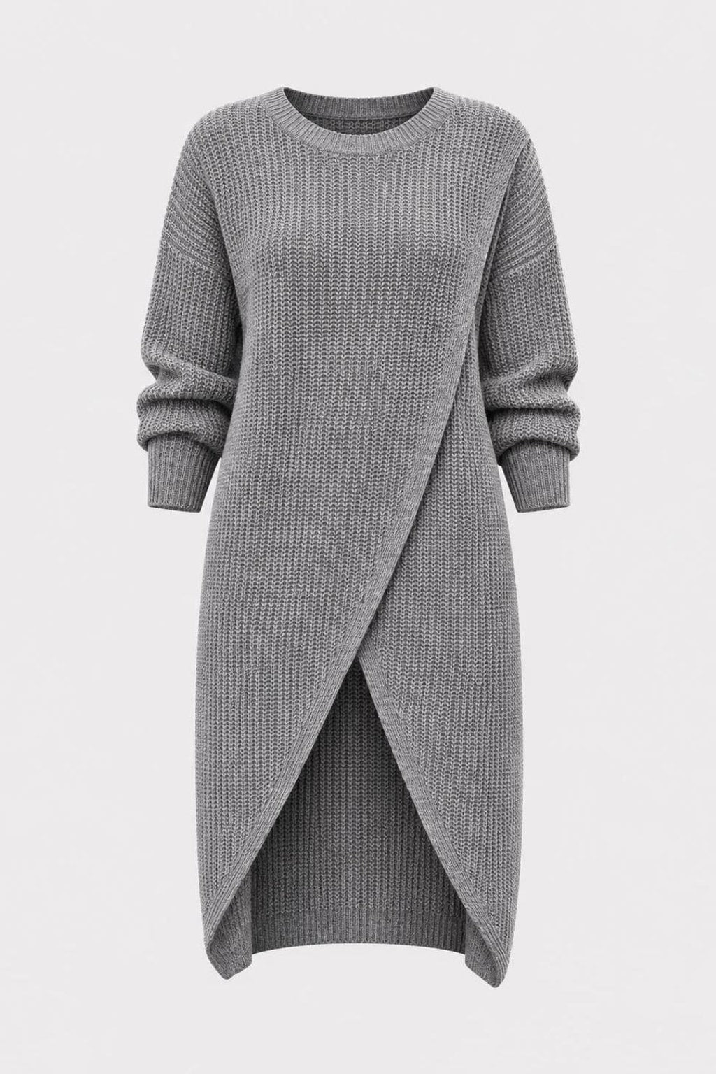 Rib Knit Wrap-Front Tunic Top - 1