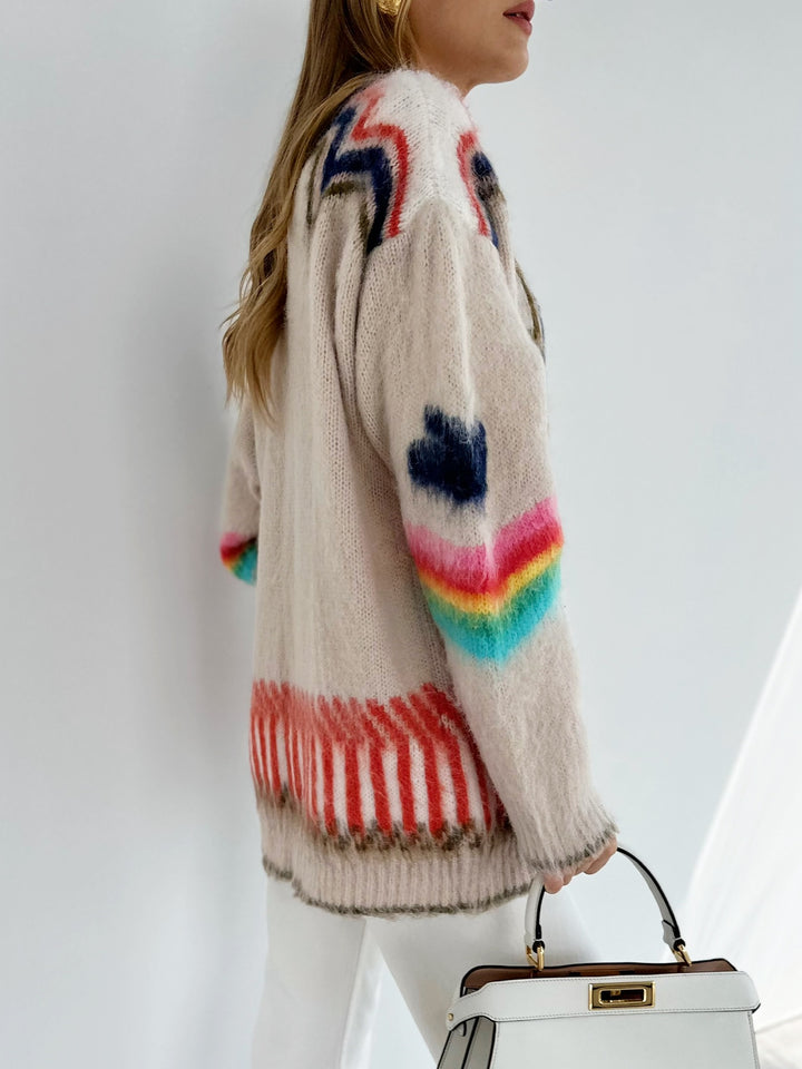 Khaki Oversized Knit Cardigan - view 5