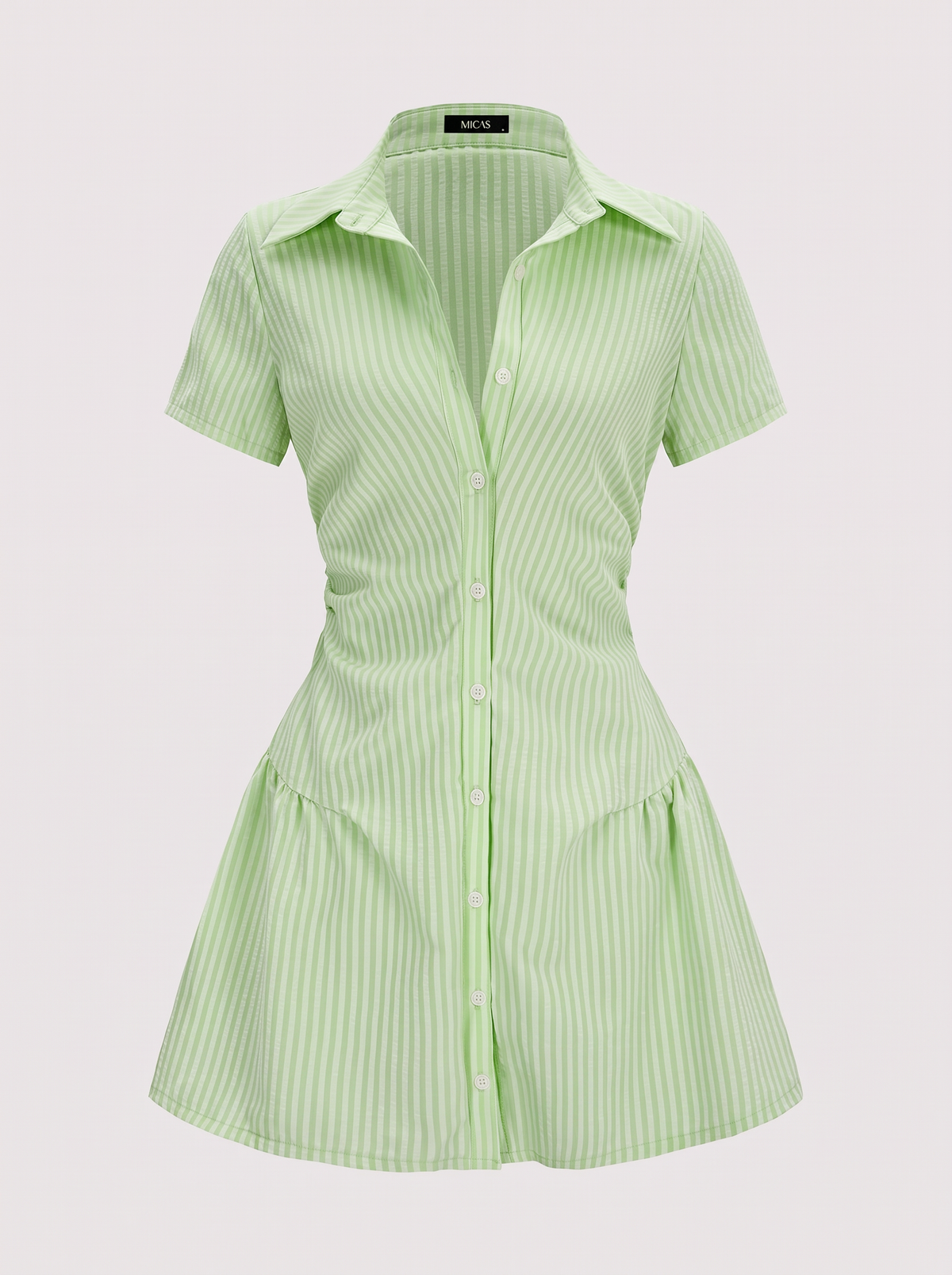 Striped V-Neck Short Sleeve Mini Dress - view 10