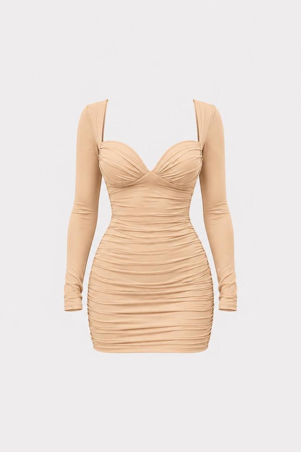 Long Sleeve Ruched Mini Dress - 1