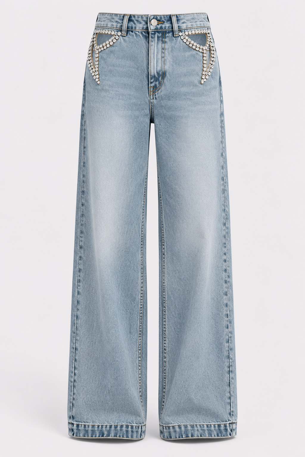 Denim Jeans With Star Cutouts - 5