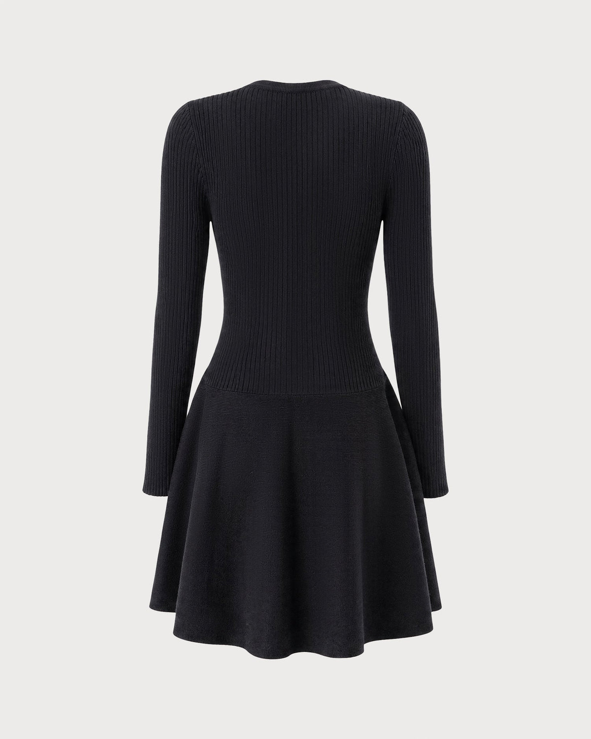 Black V-neck sweater dress with bell sleeves - view 5