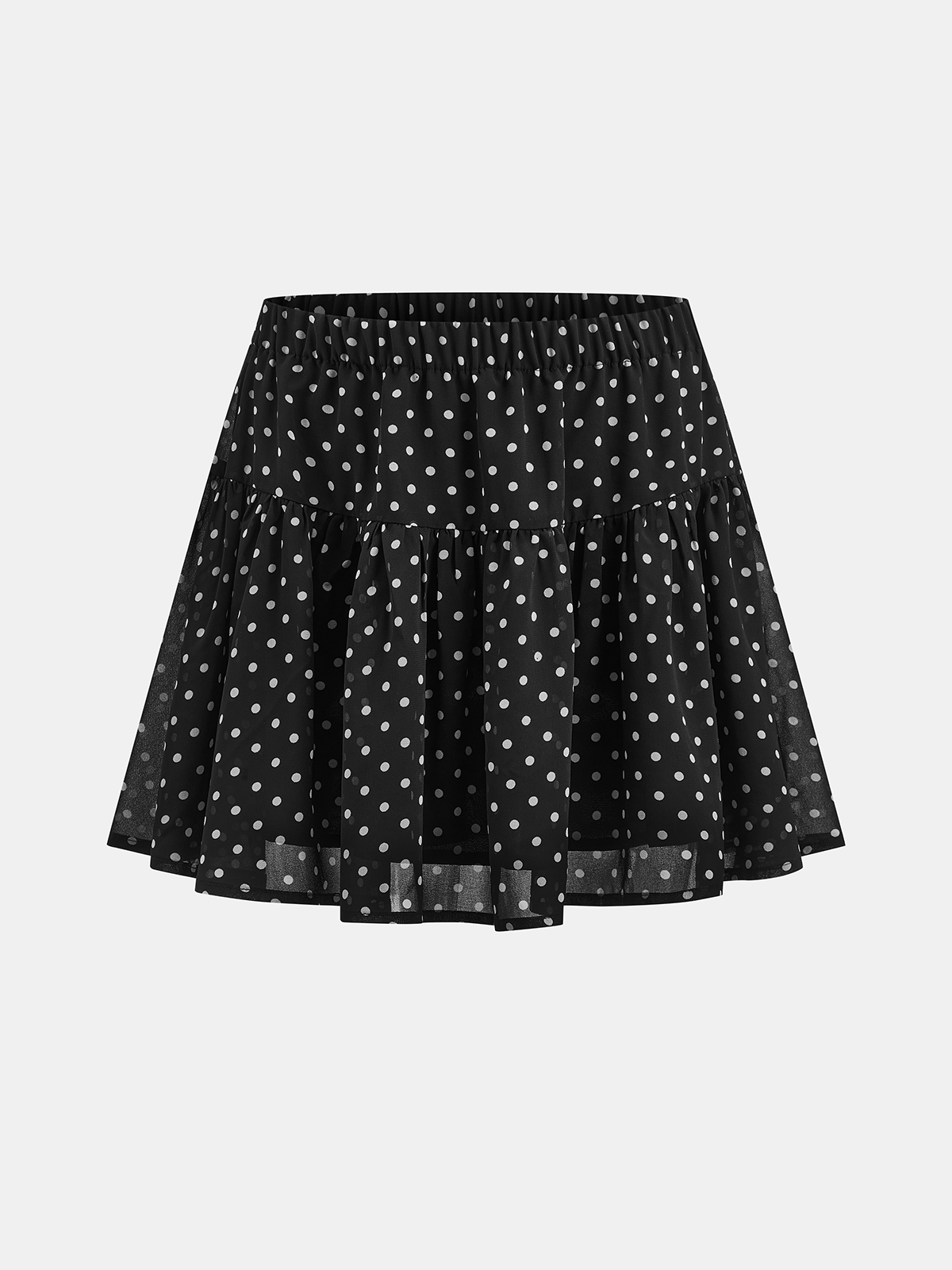 Black Polka Dot Chiffon Top and Skirt Set - view 6