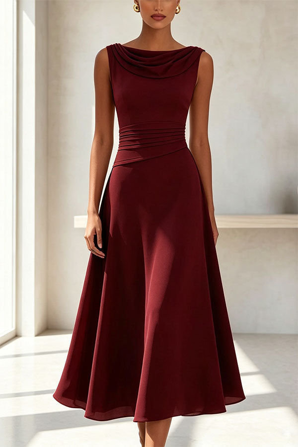 Swing Collar Sleeveless Midi Dress - view 5