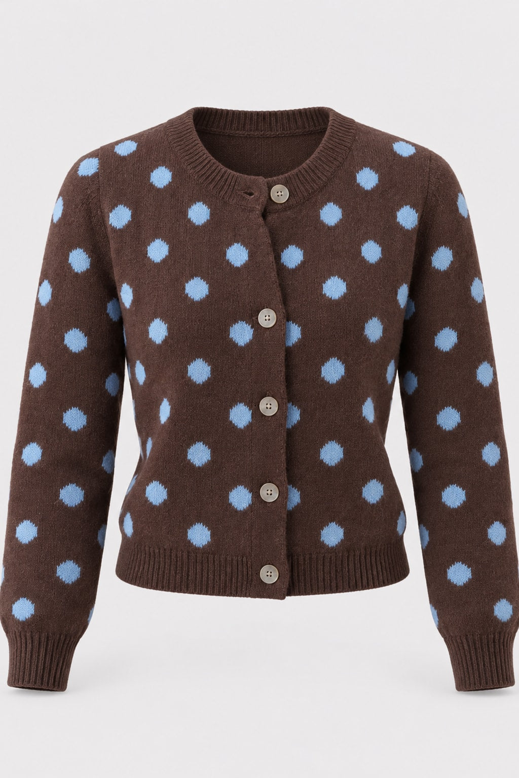 Knit Cardigan Polka Dot Button Sweater Jacket - 1