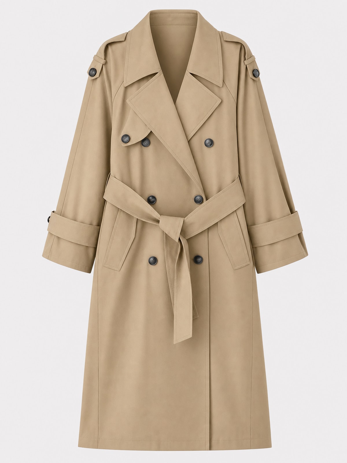 Cozy Polyester Trench Coat with Oversized Fit - 1