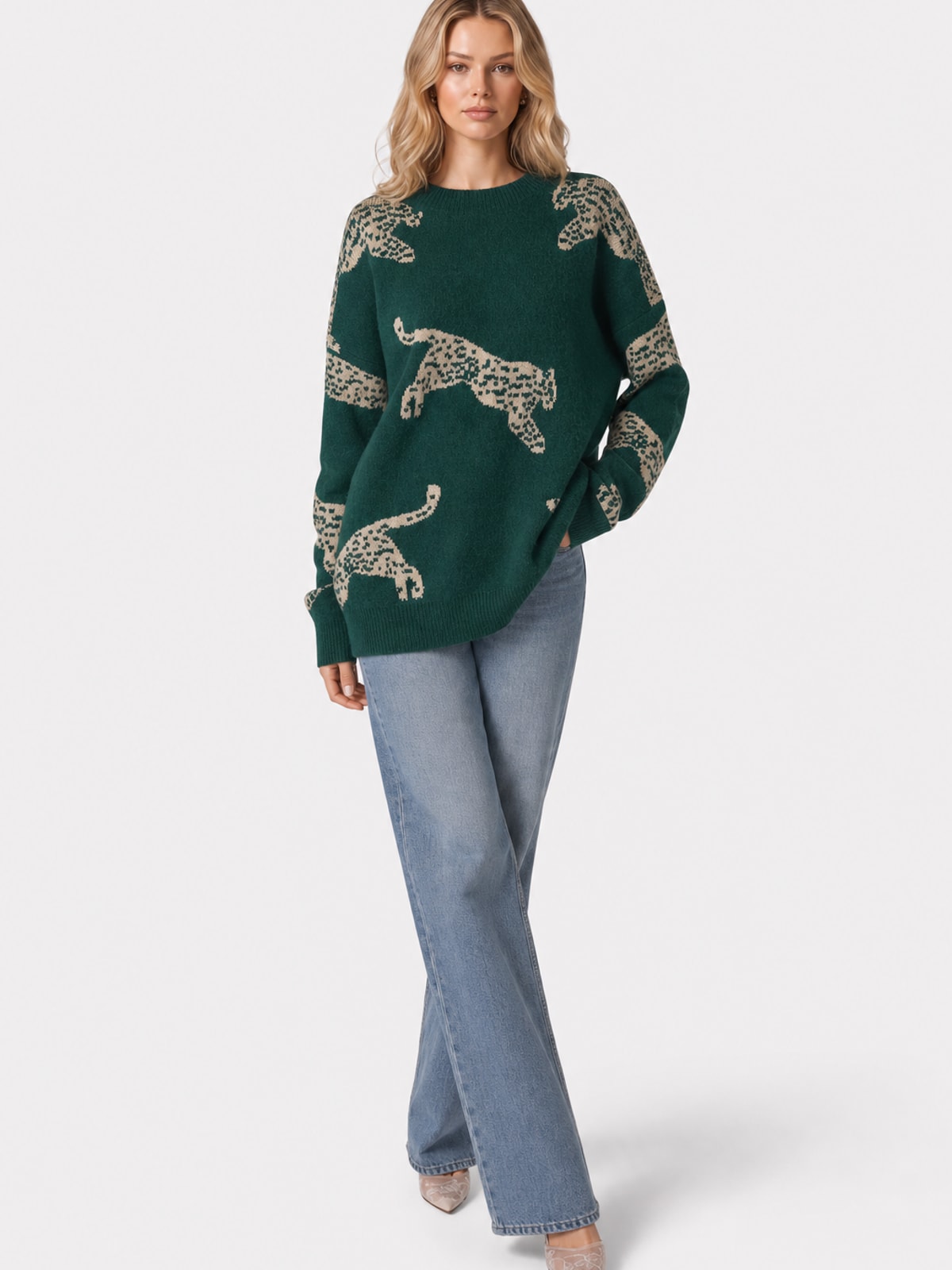 Leopard Print Knit Sweater - 9