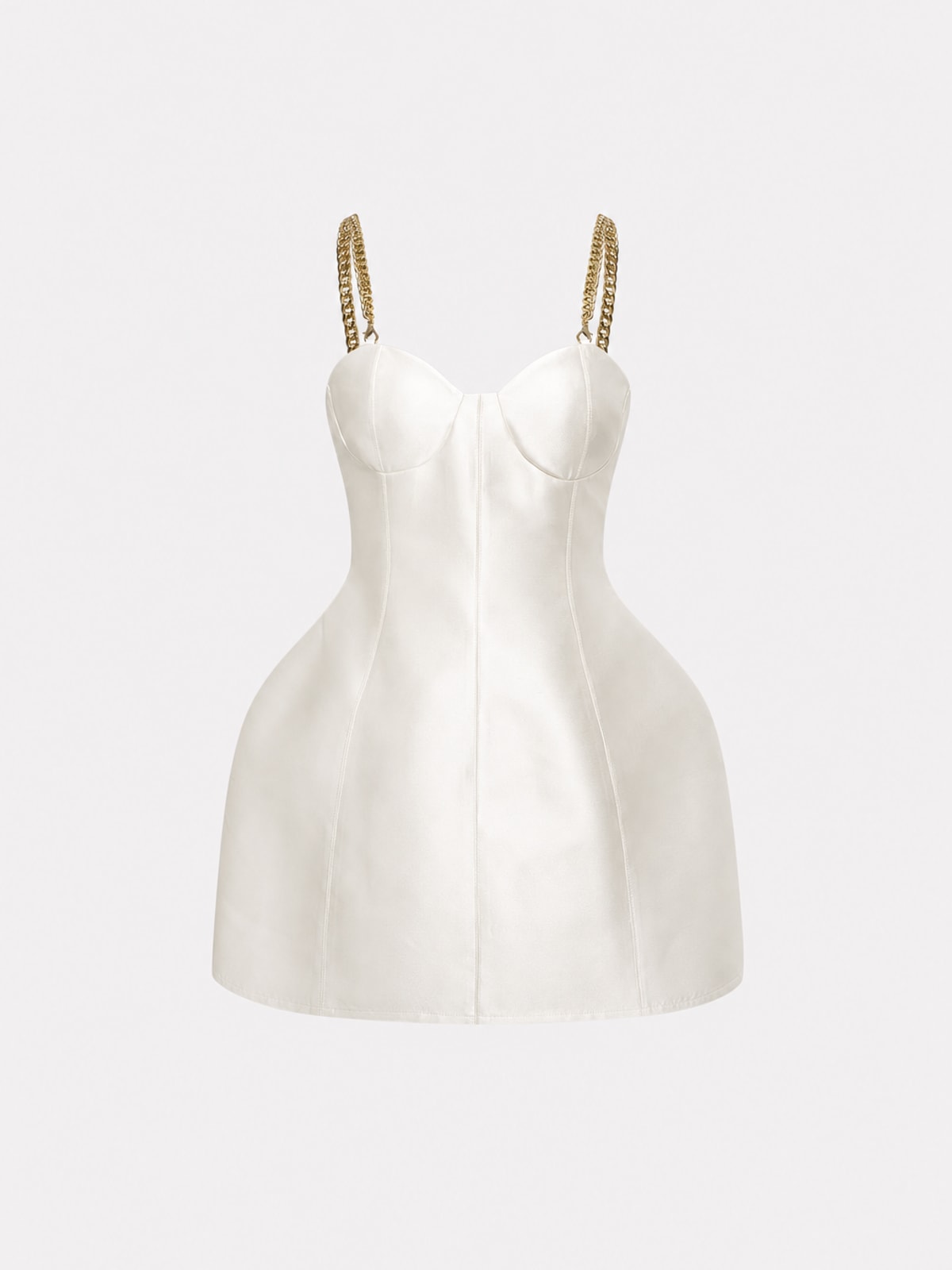 Satin Mini Dress with Metallic Chain Strap - 1
