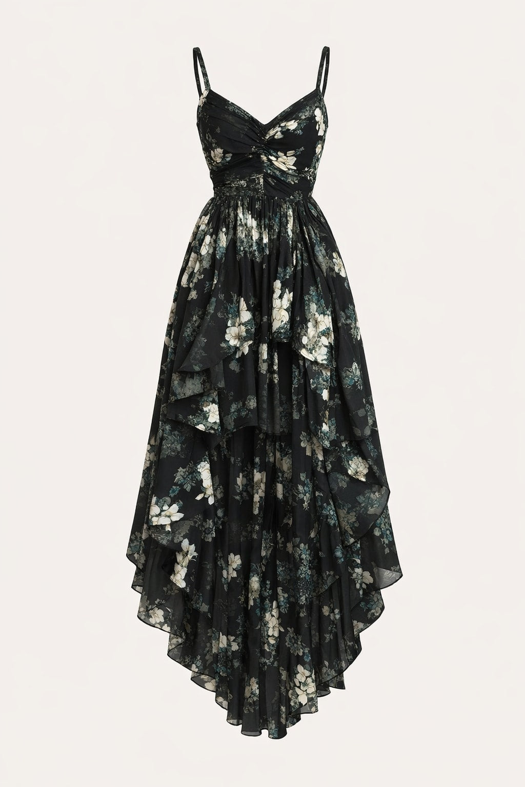Polyester Maxi Dress With Twist Front And Ruffled Hem - 1