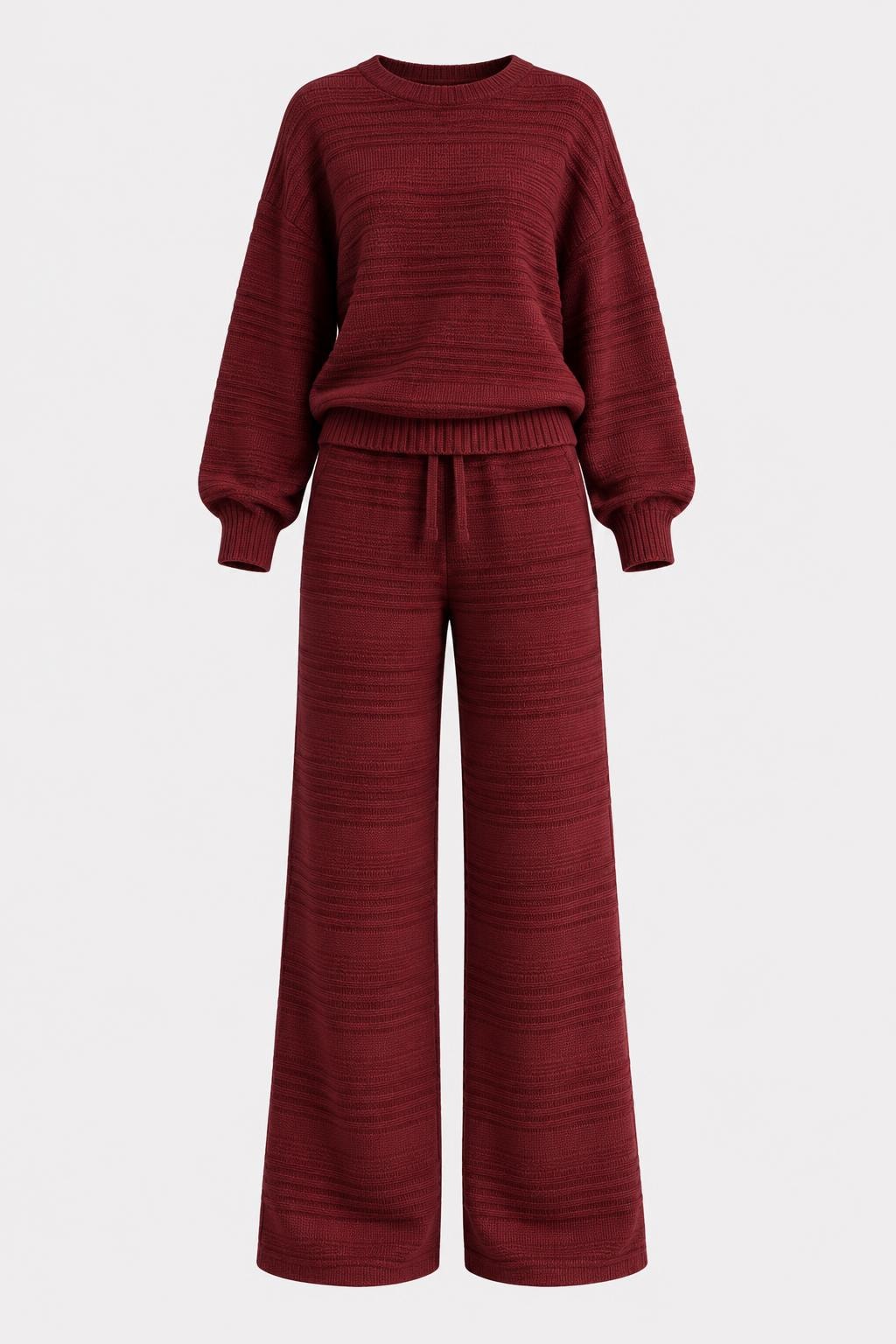 Knit Striped Wide-Leg Matching Set - 1