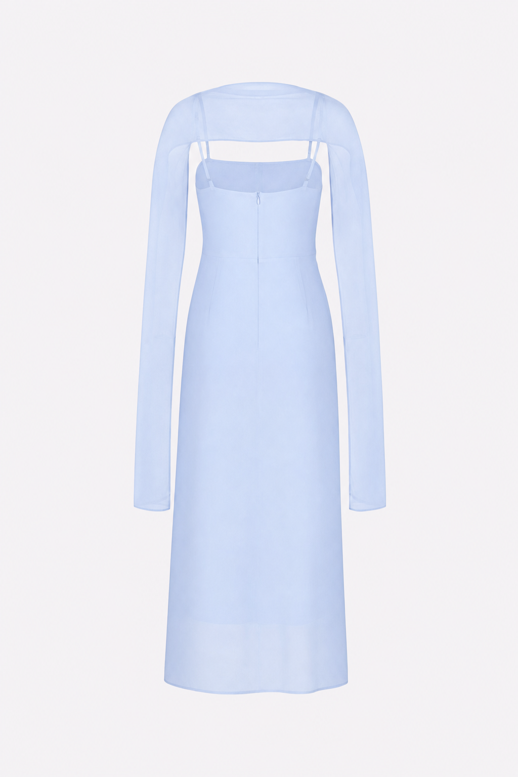 Blue Cowl Neck Chiffon Maxi Dress, Tie Back - view 5