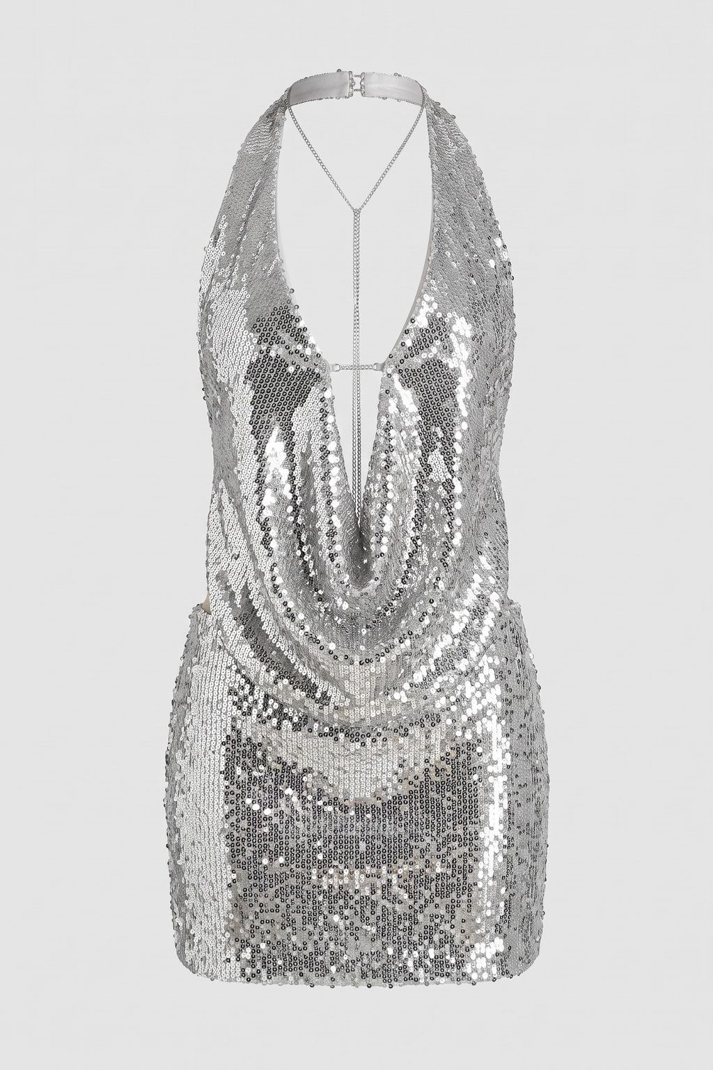 Synthetic Fiber Mini Dress With Halter Neck - 1