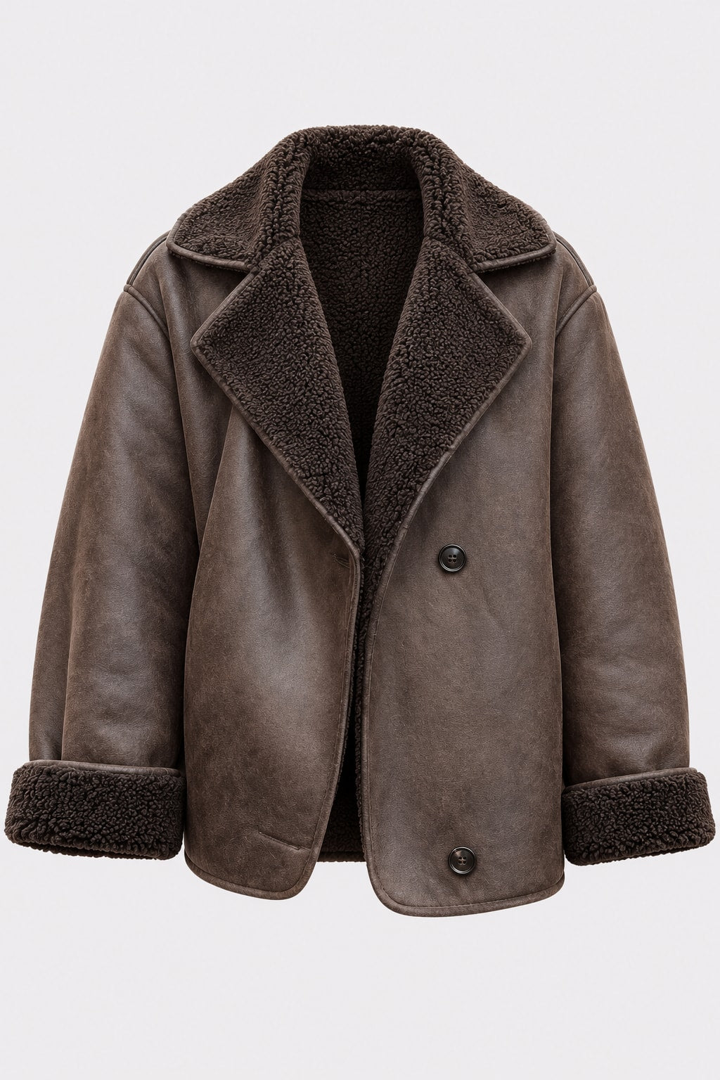 Plush-Trimmed Jacket Relaxed-Fit Collared - 1