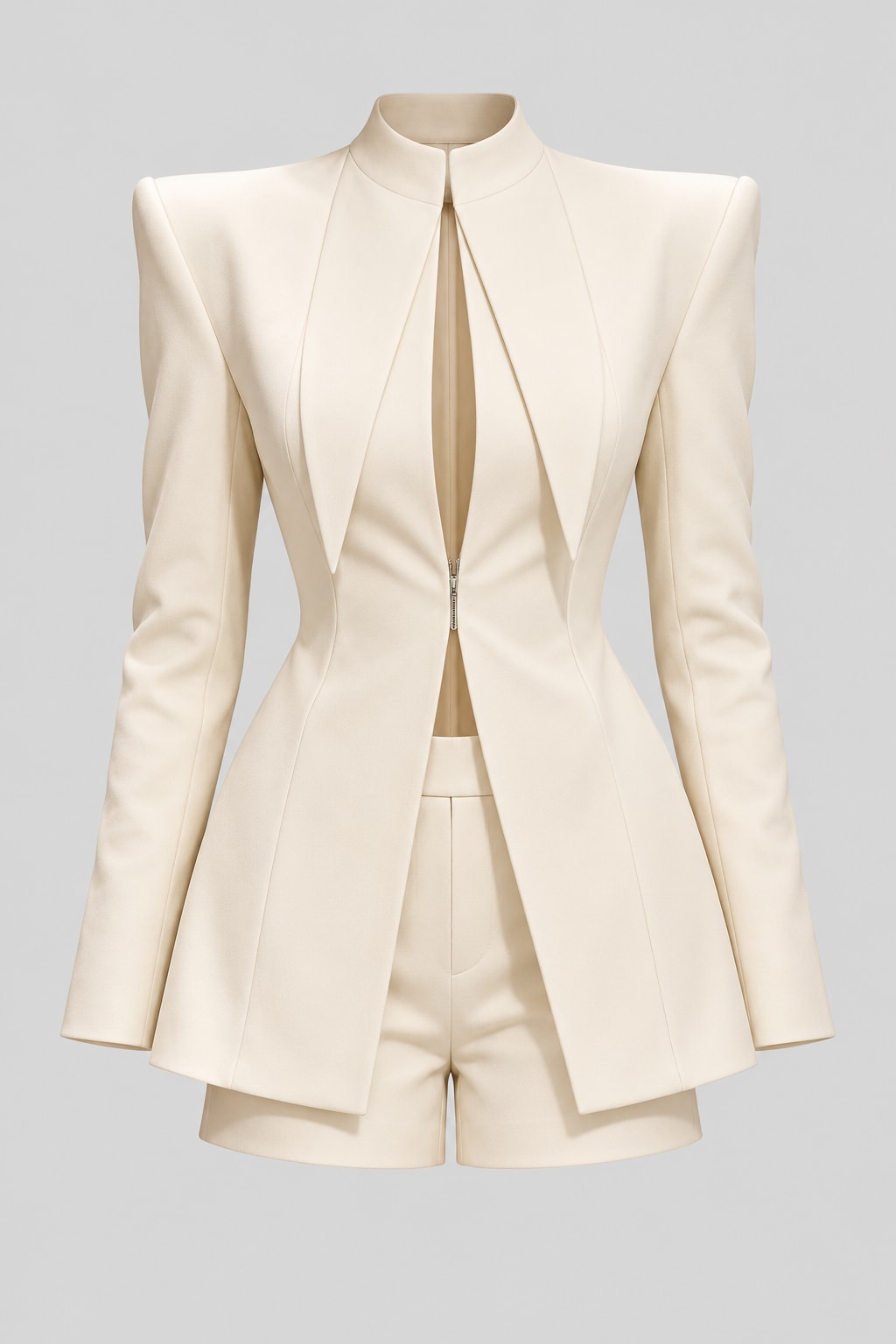 Tailored Suit Jacket And Shorts Set Structured Peplum - 1