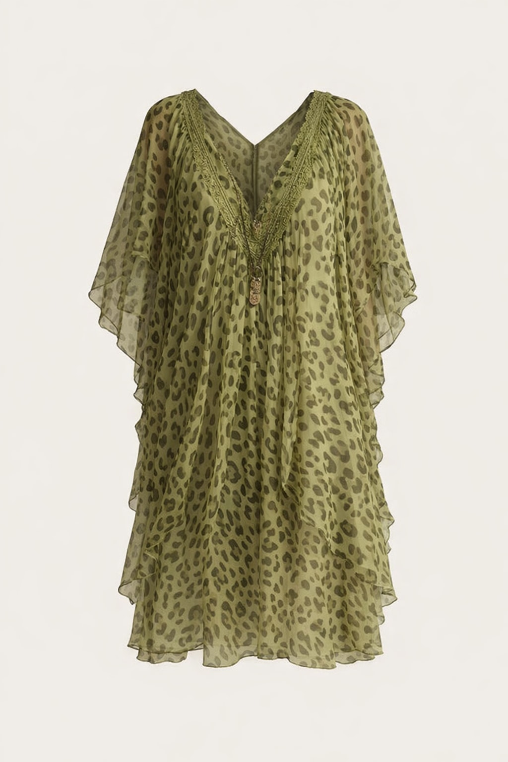 Chiffon Dress With Flowing Silhouette And V-Neckline - 1