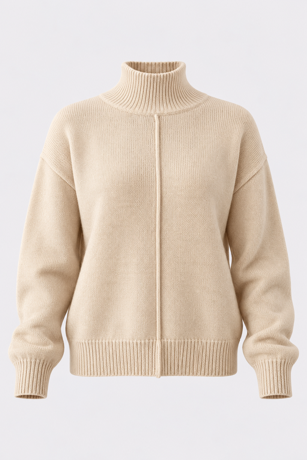 Acrylic Blend Turtleneck Sweater With Dropped Shoulders - 6