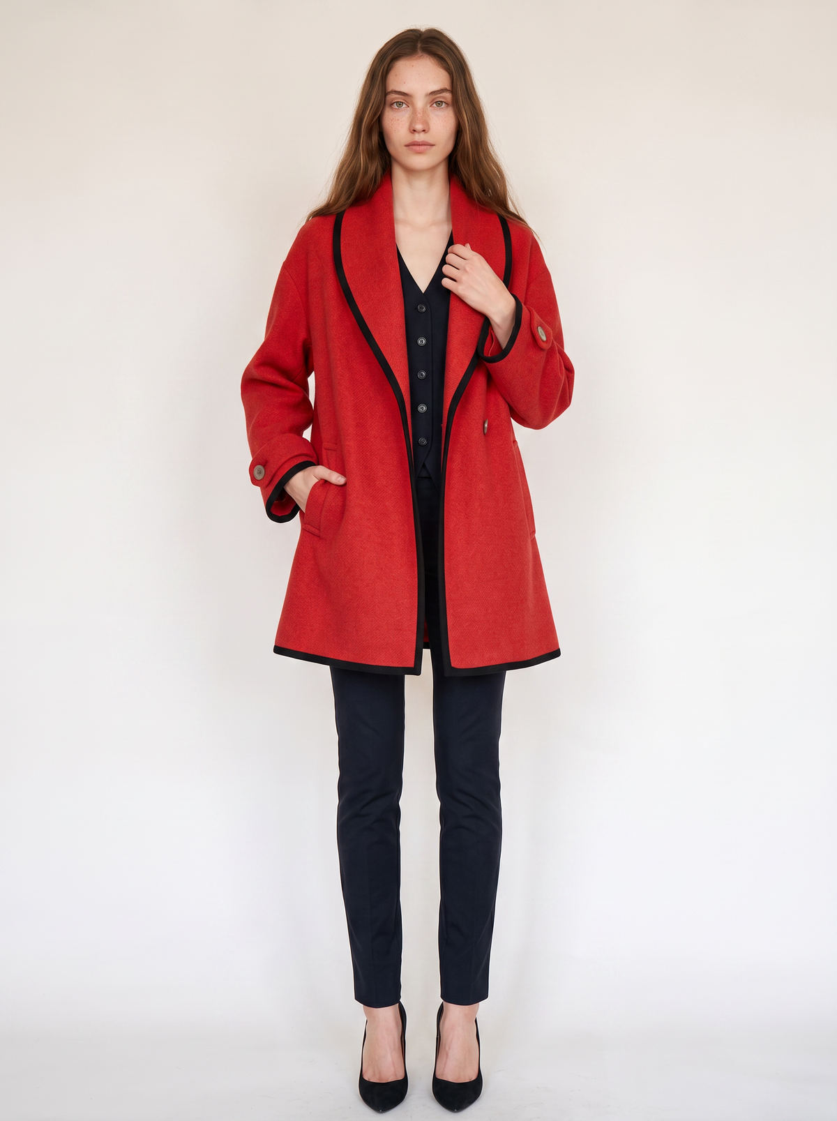Women's Belted Warm Wool-Blend Coat Oversized Fit - 8