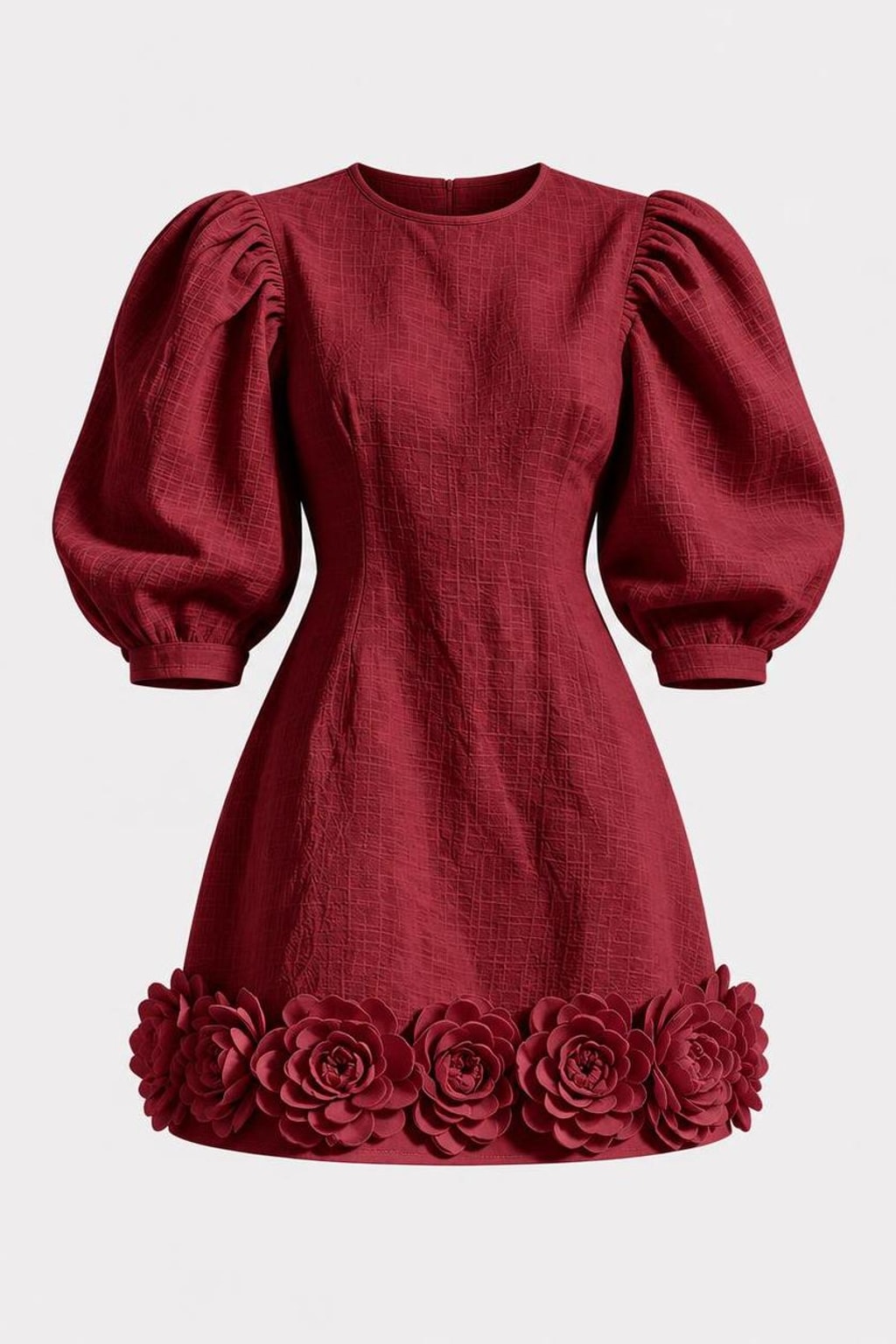 Synthetic Fiber Mini Dress With 3D Floral Applique - 1