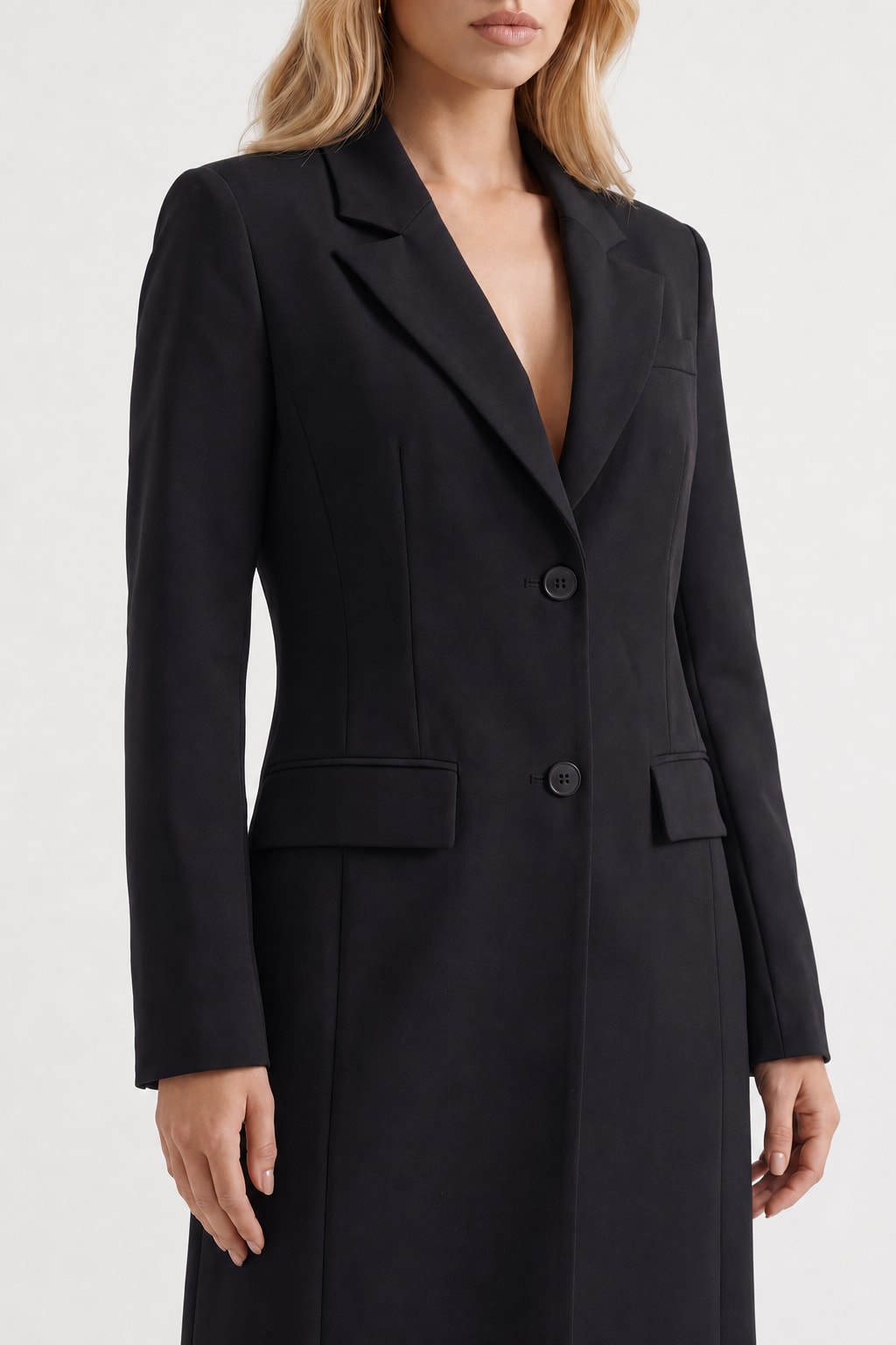 Longline Tailored Coat With Notched Lapel - 5