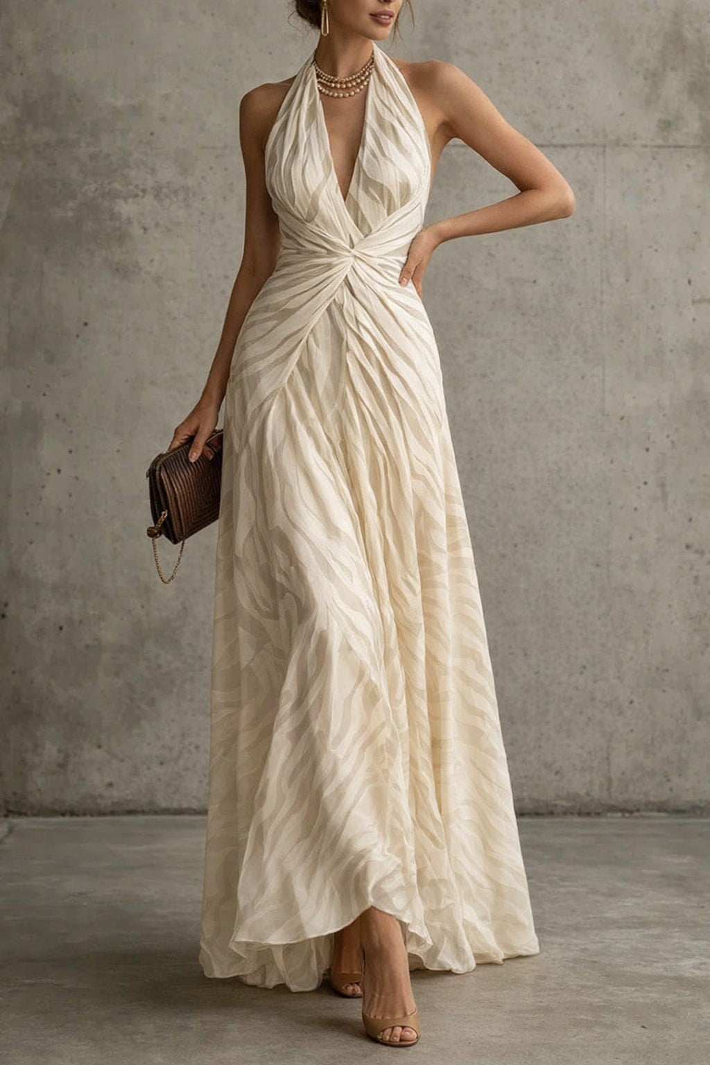 Polyester Sleeveless Beach Dress With Backless Tie Neck - 2