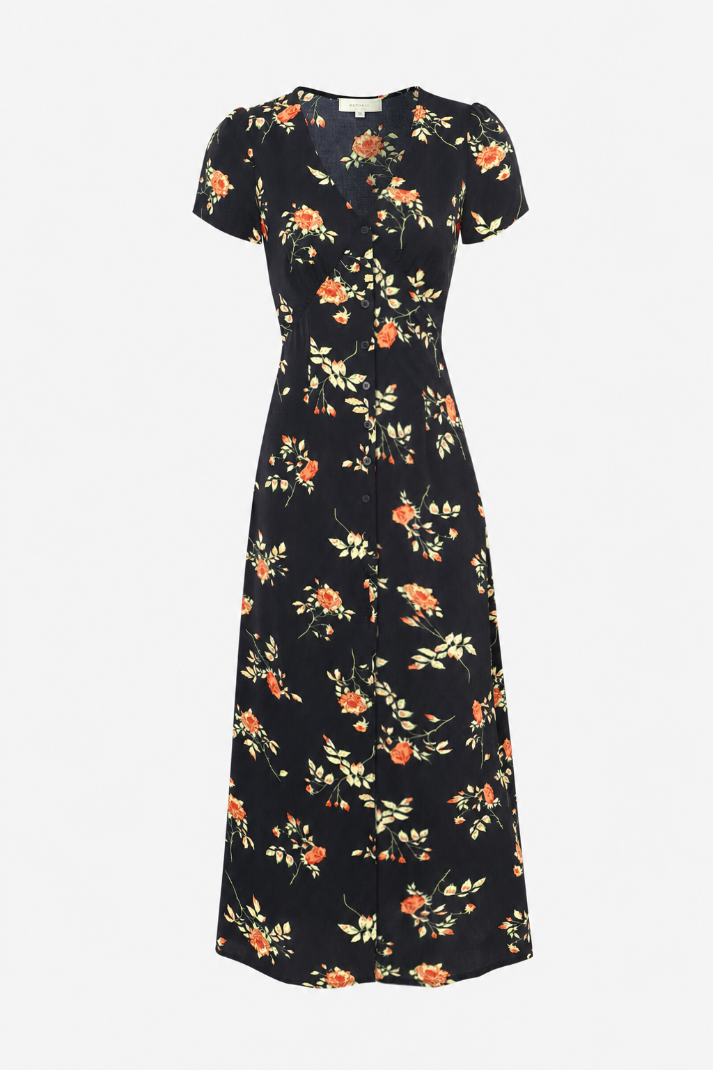 Floral V-Neck Maxi Dress With Flattering Slim Fit - 1