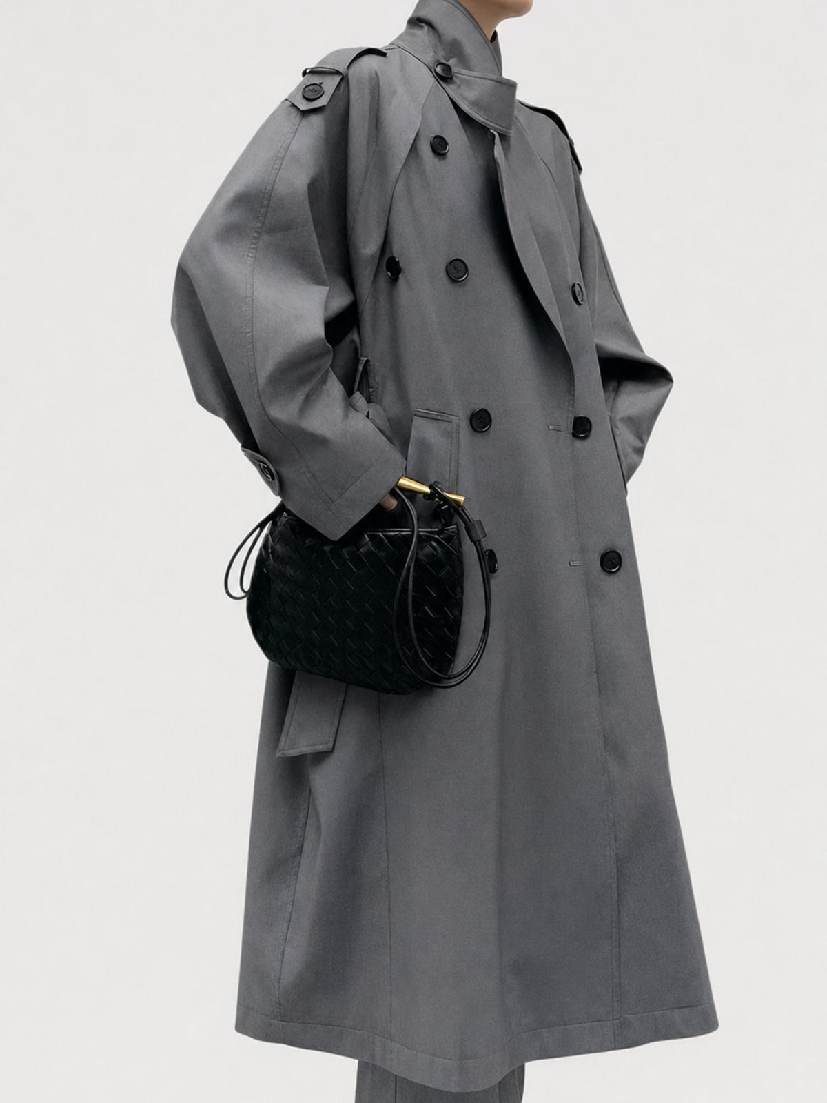 Cozy Polyester Trench Coat with Oversized Fit - 2
