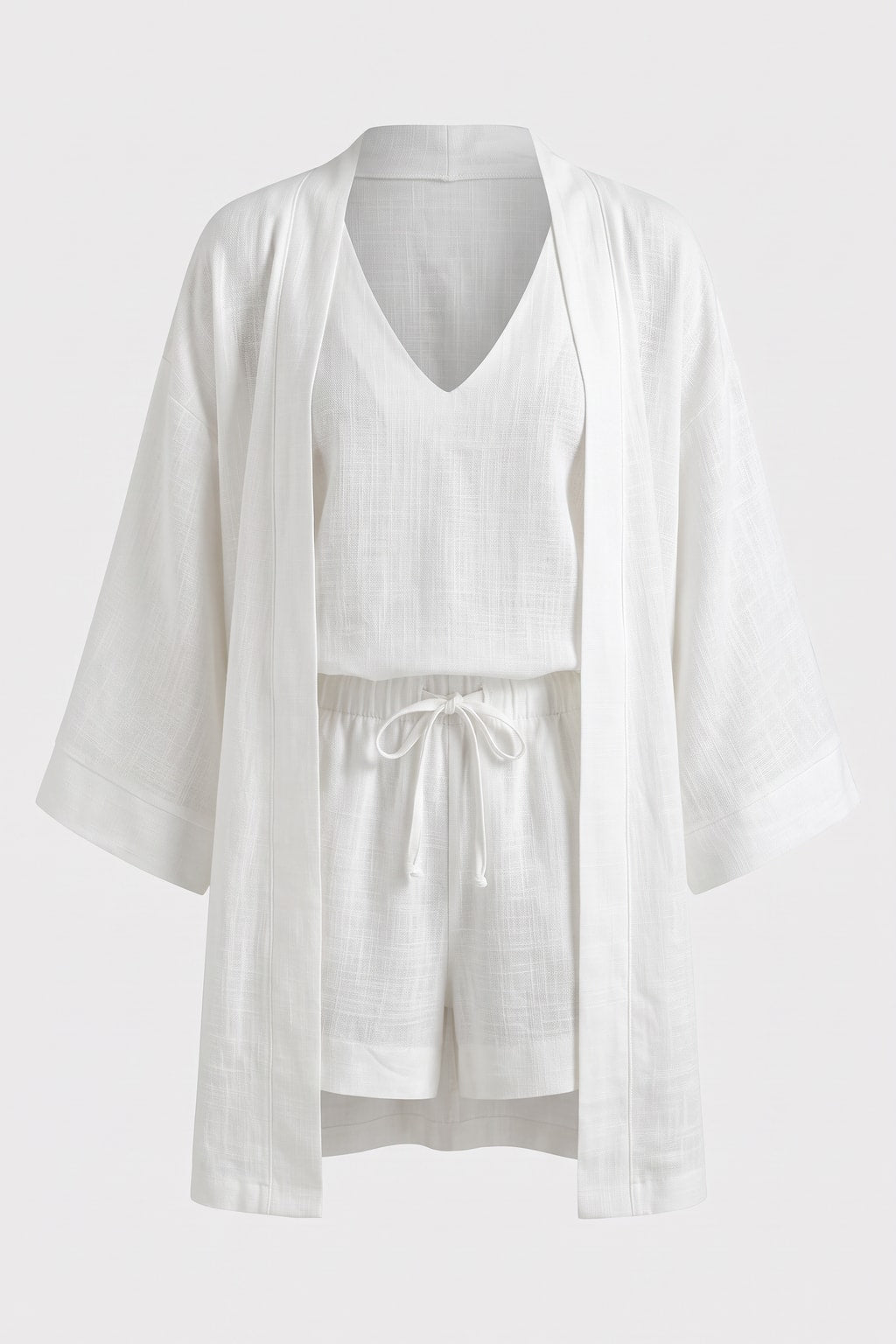Woven Short Set With Kimono Layer - 1