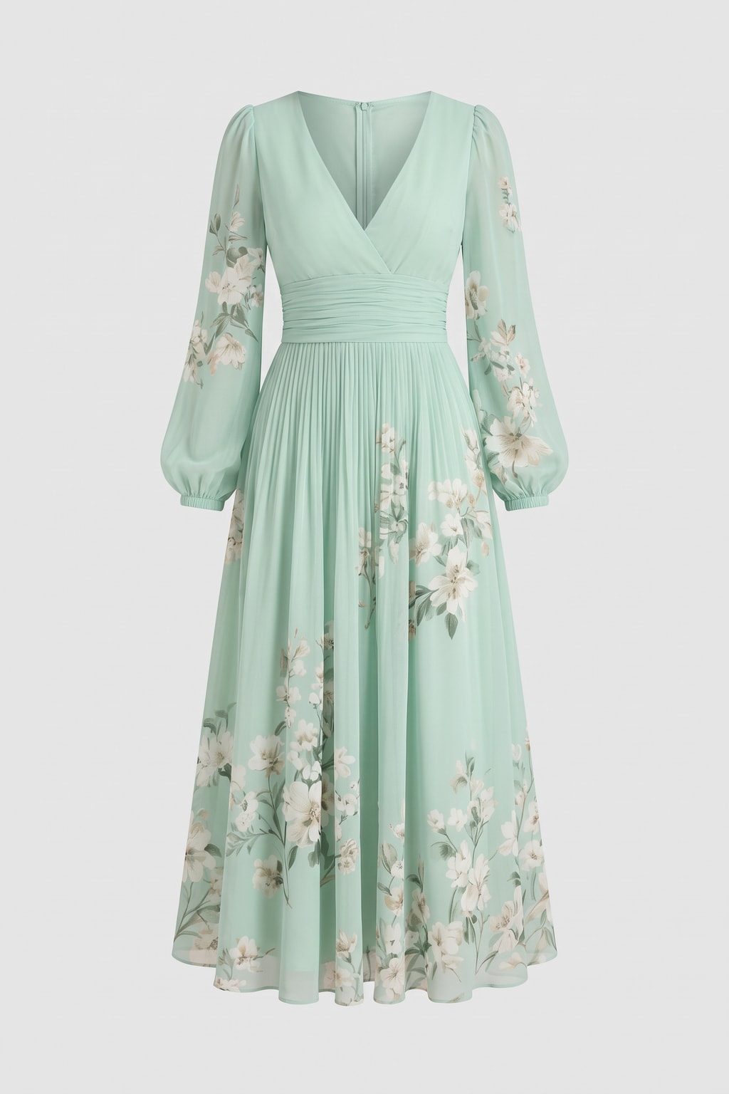 Floral Midi Dress With V-Neck - 1