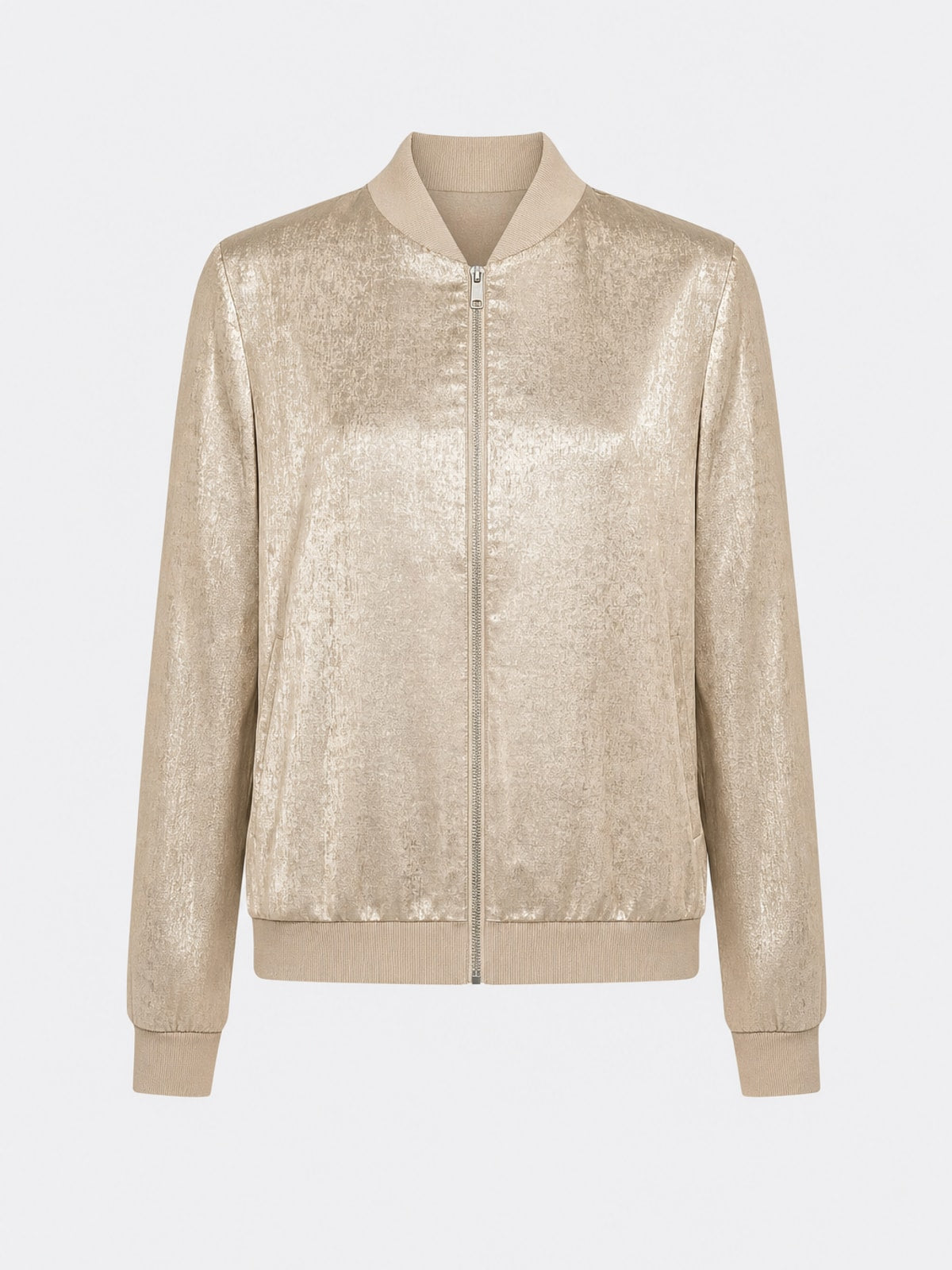 Effortless Fluid Cropped Bomber Jacket with High Funnel Neck - 1