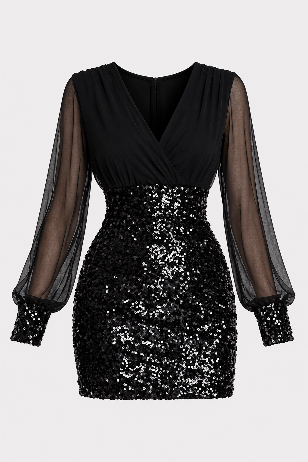 Synthetic Knit Dress Black Sequin Party Dress - 4