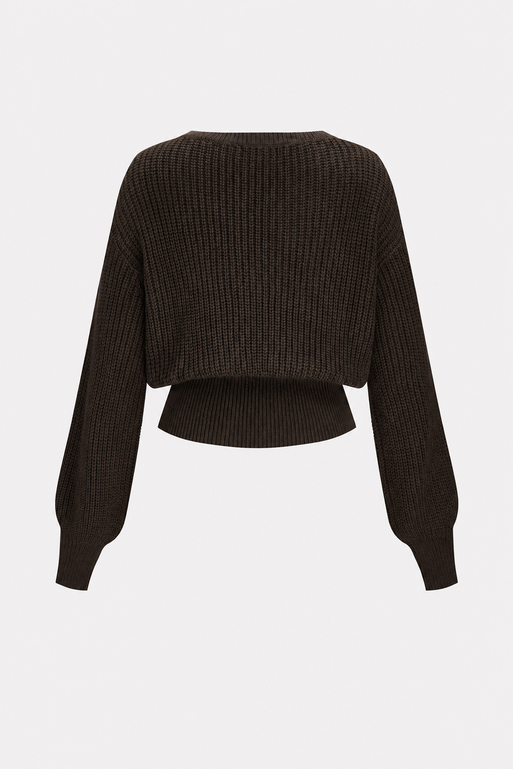 Braided Cable-Knit Cropped Sweater in Dark Brown - view 5