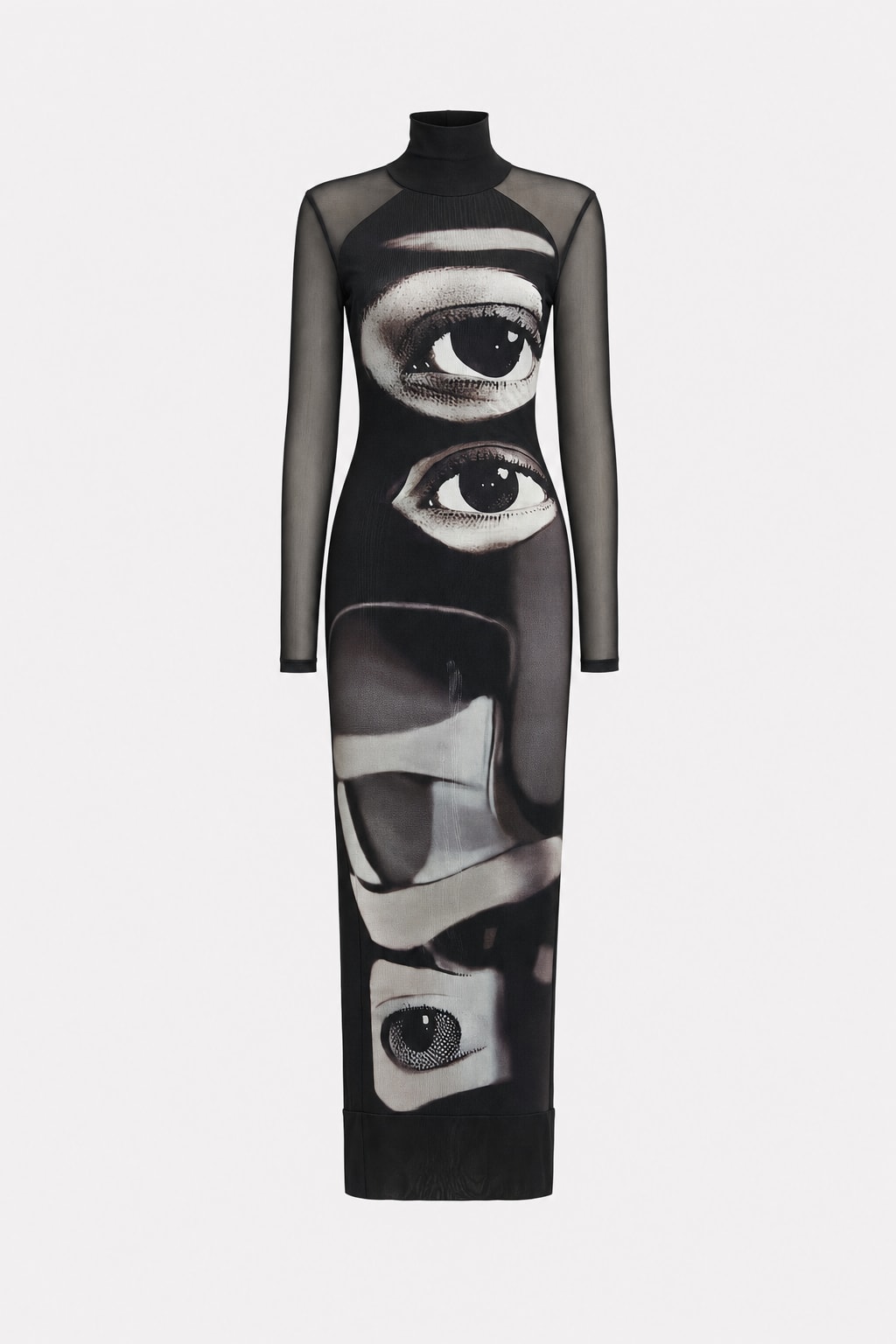 Black Mesh Eye Print Maxi Dress - 1