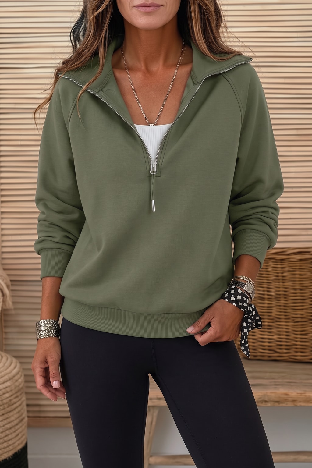Half-Zip Mock Neck Sweatshirt - 2