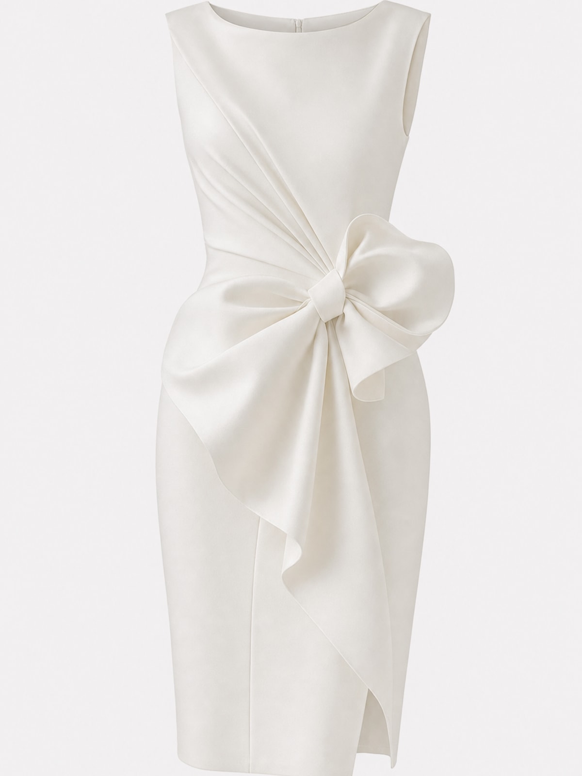 Elegant Polyester Sleeveless Mini Dress With Bow Detail - 1
