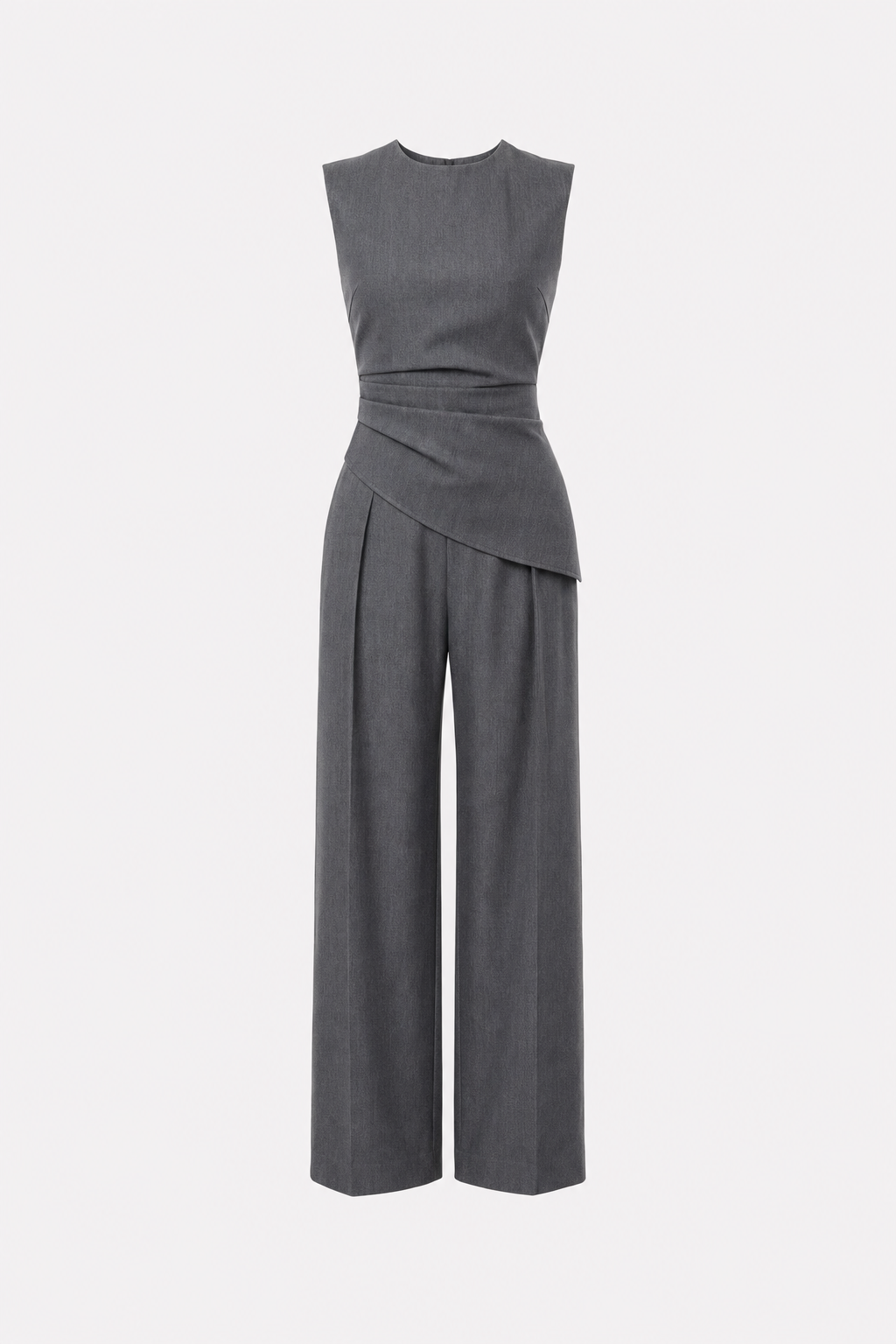 Woven Asymmetric Top & Pleated Pants Set - 1