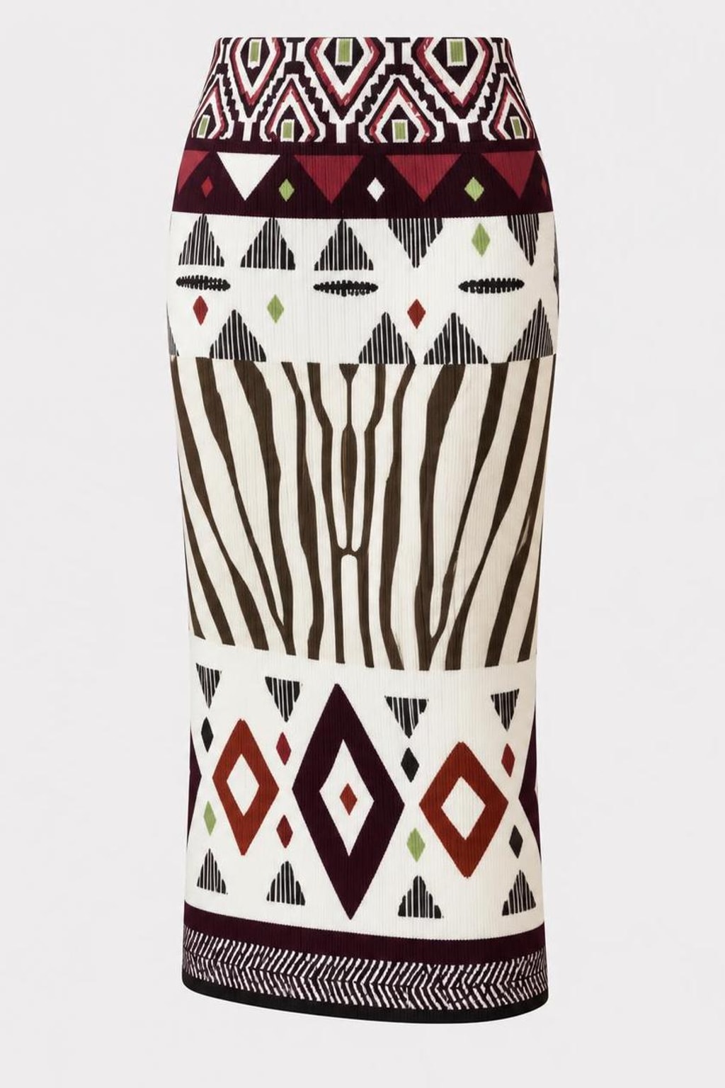 Polyester Pleated Skirt With Geometric Print - 1