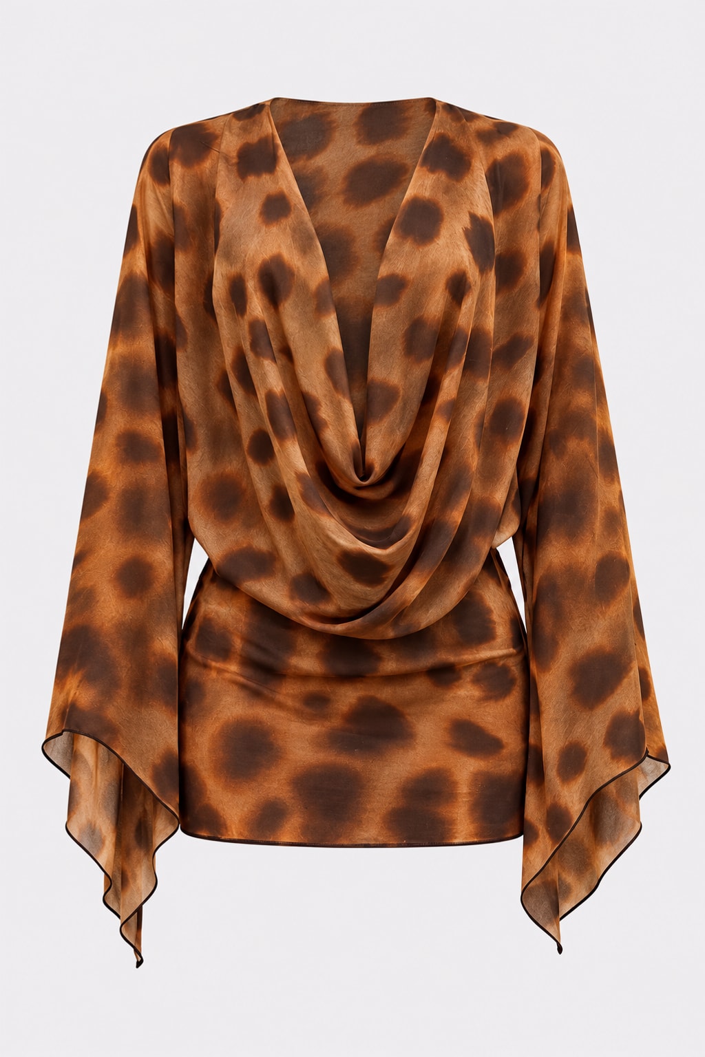Polyester Mini Dress Leopard Cowl Neck - 1