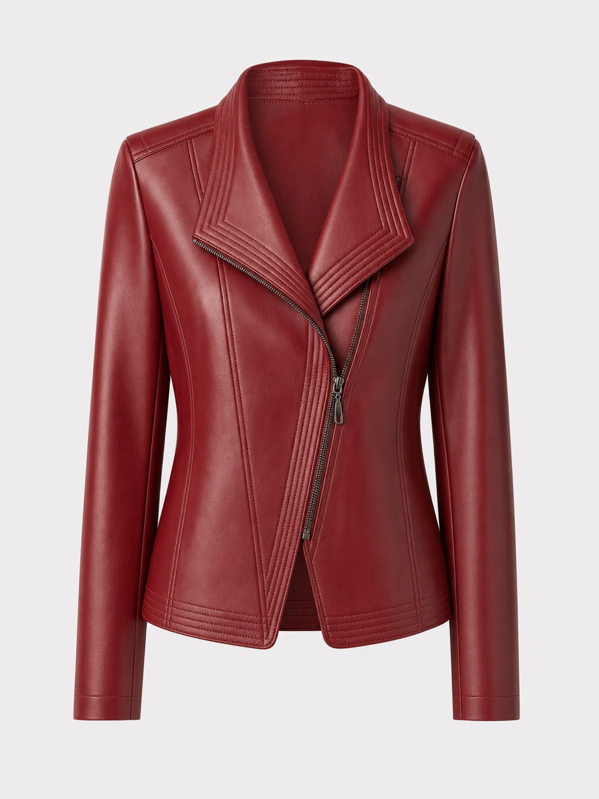 Effortless Vegan Leather Jacket With Asymmetrical Zip - 1