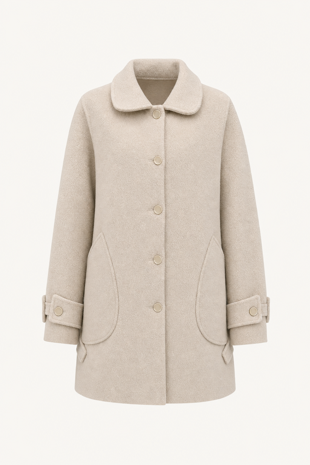 Oversized Buttoned Coat With Patch Pockets