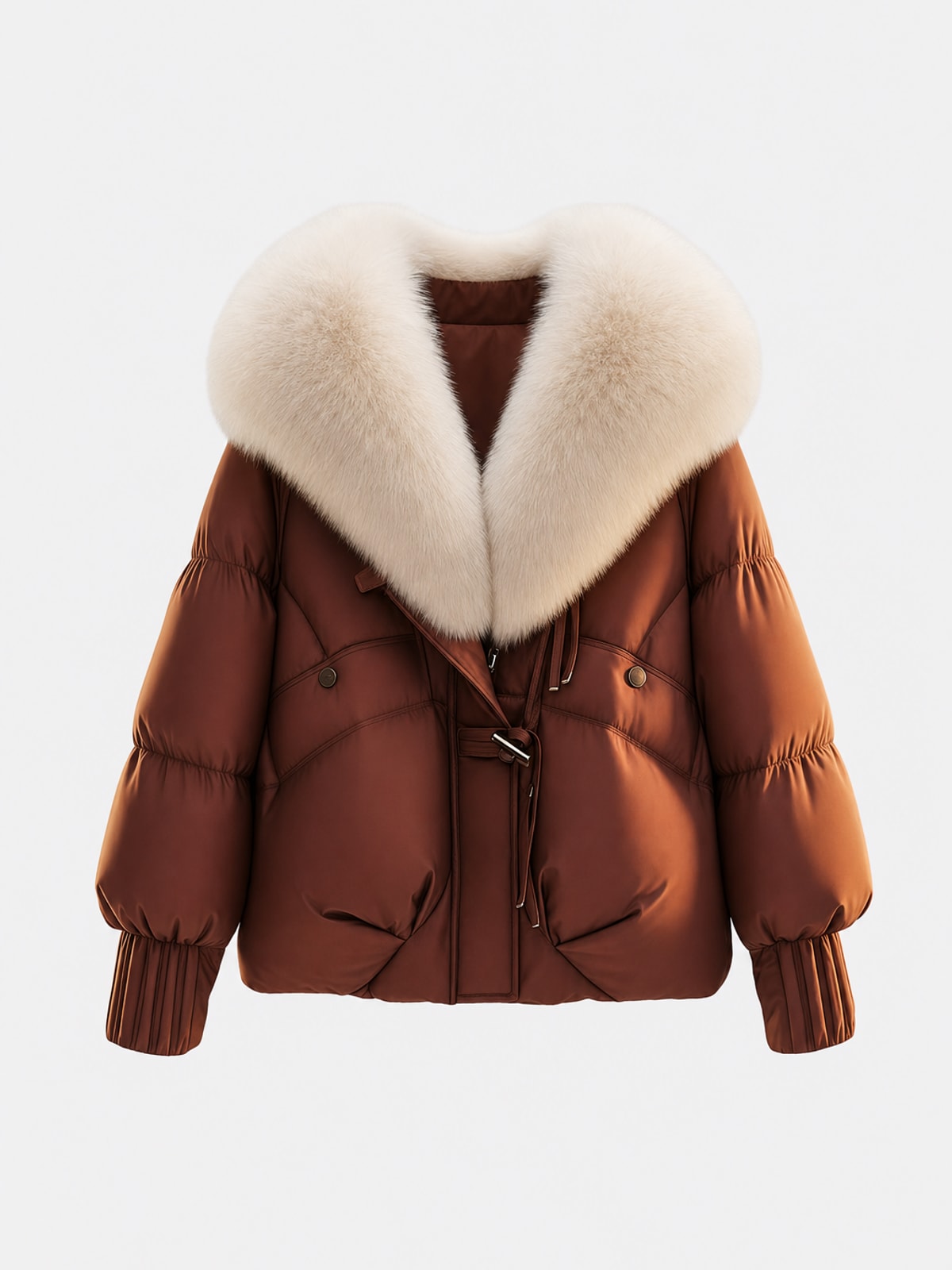 Fur Collar Short Puffer Coat Cozy Winter Warmth - 1