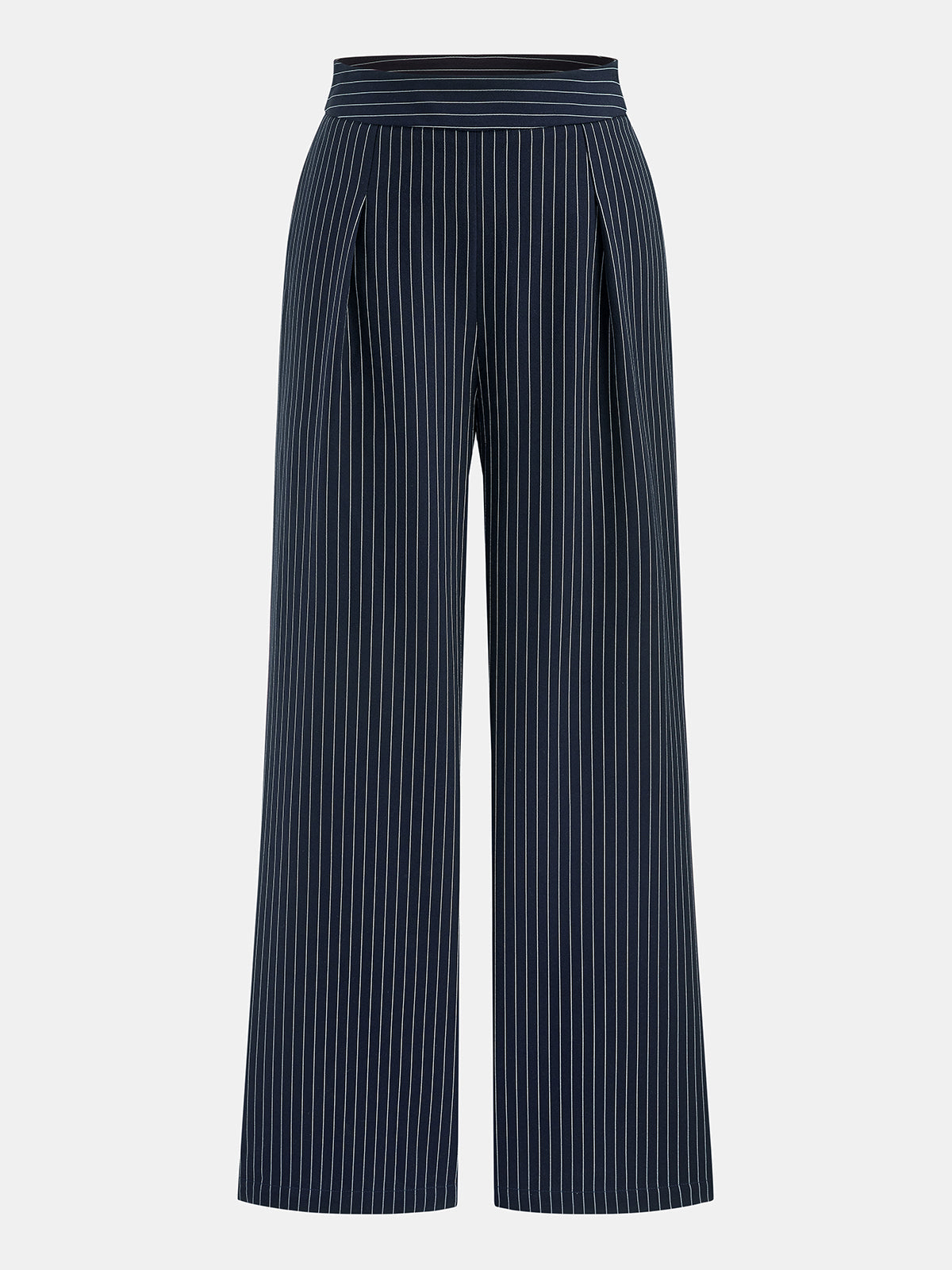Navy woven pinstripe top and pant set - view 6