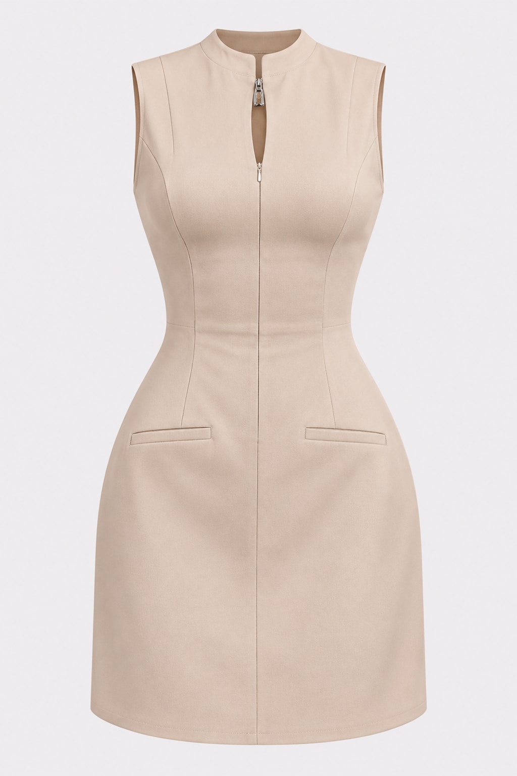 Knit Tank Bodycon Dress with O-Neck Silhouette - 1